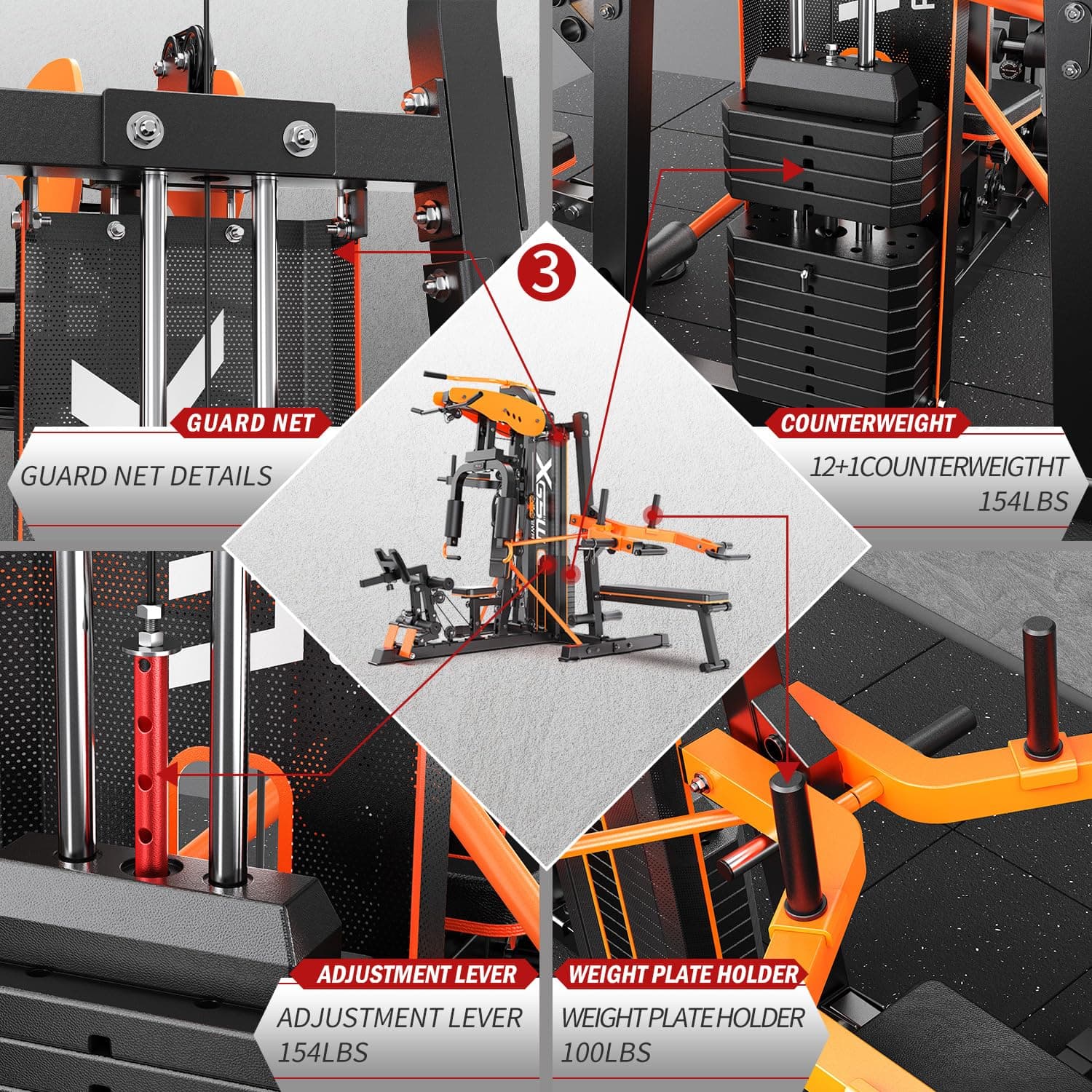 XGSW XINGESIWR XGSW Multi-Function Home Gym Workout Station – Bild 3