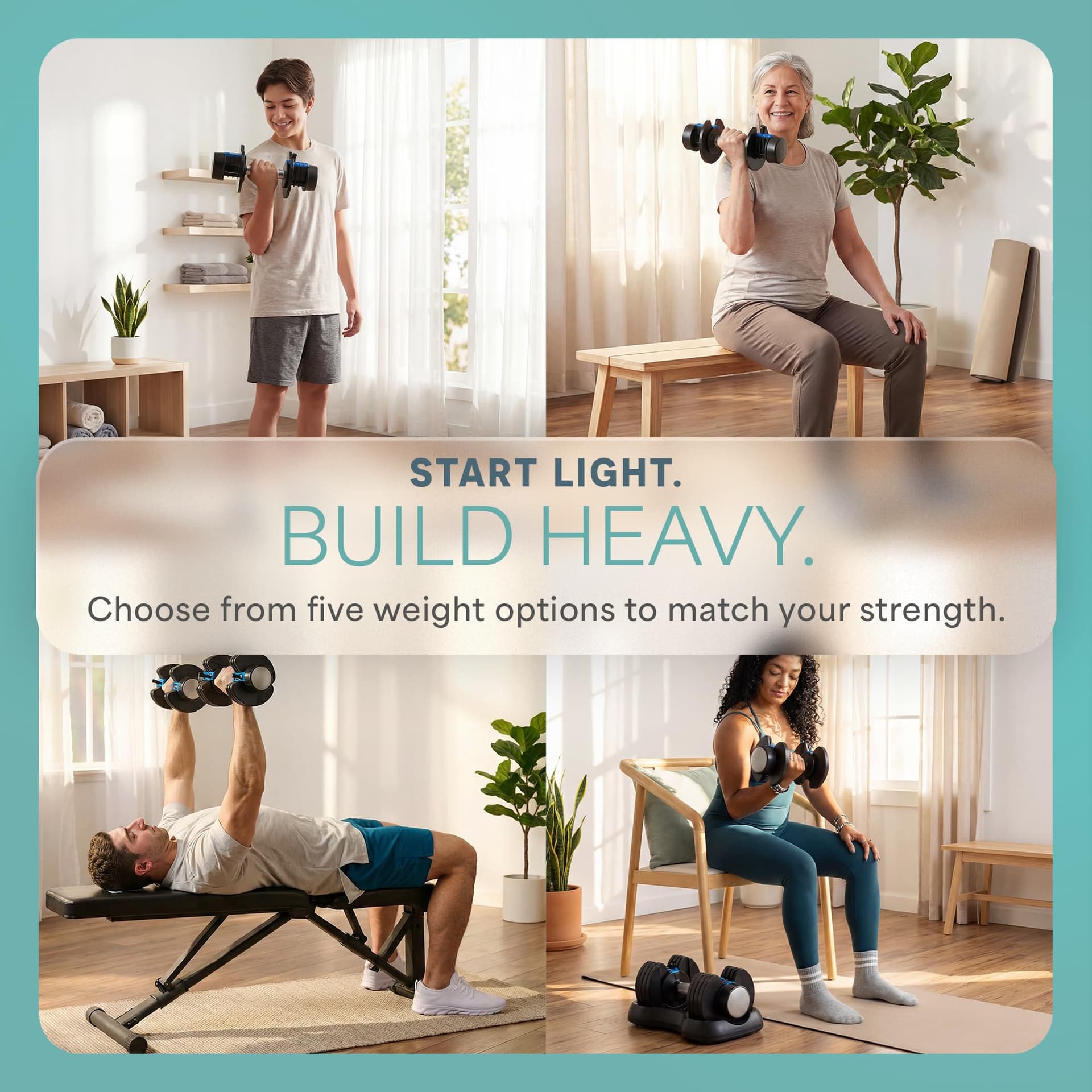 Lifepro Powerflow Plus Adjustable Dumbbell Set of 2 with Rack – 5 to 25 lb – Bild 4