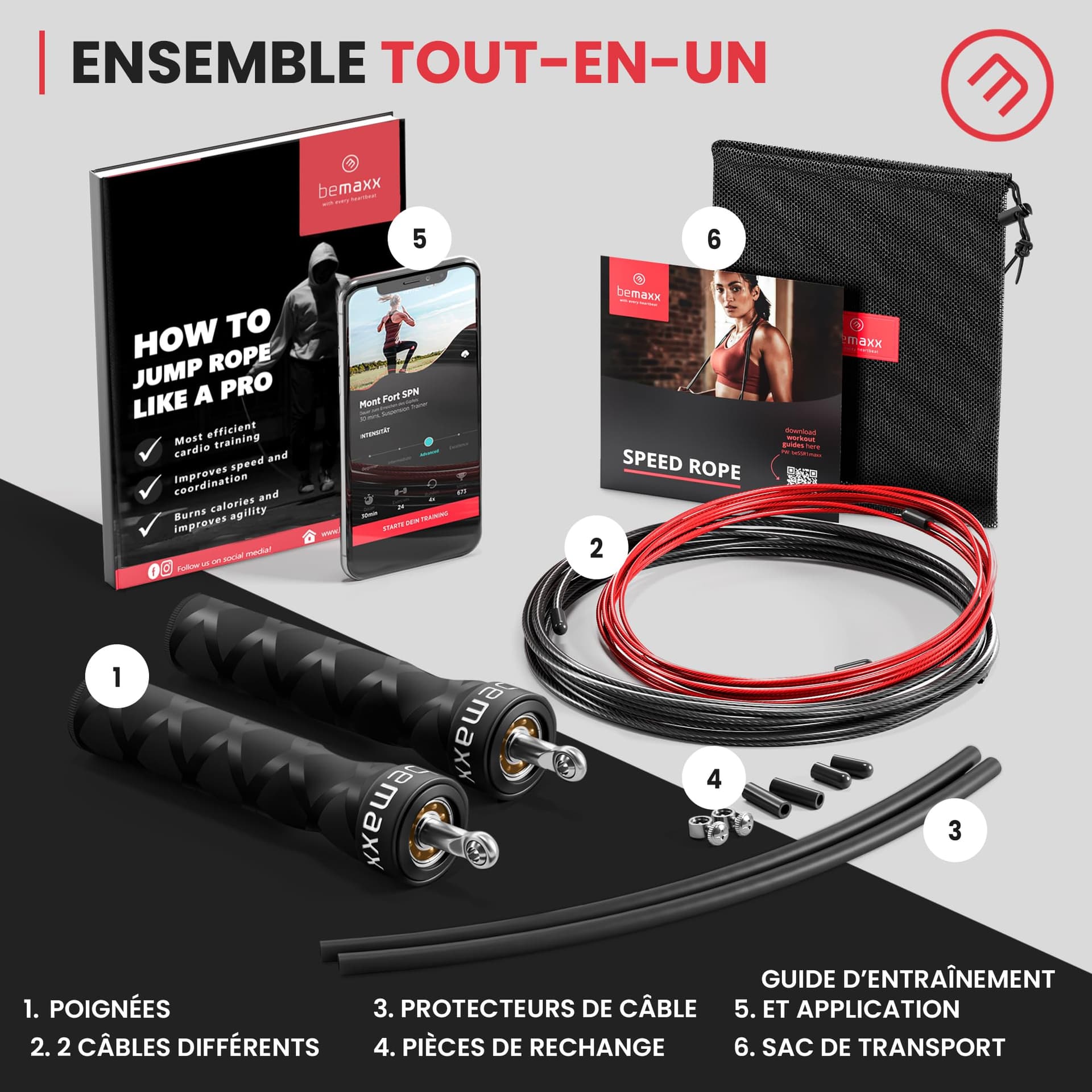 BeMaxx Springseil Speed Rope mit Trainings-eBook + Ersatzkabel: 2 – Bild 2
