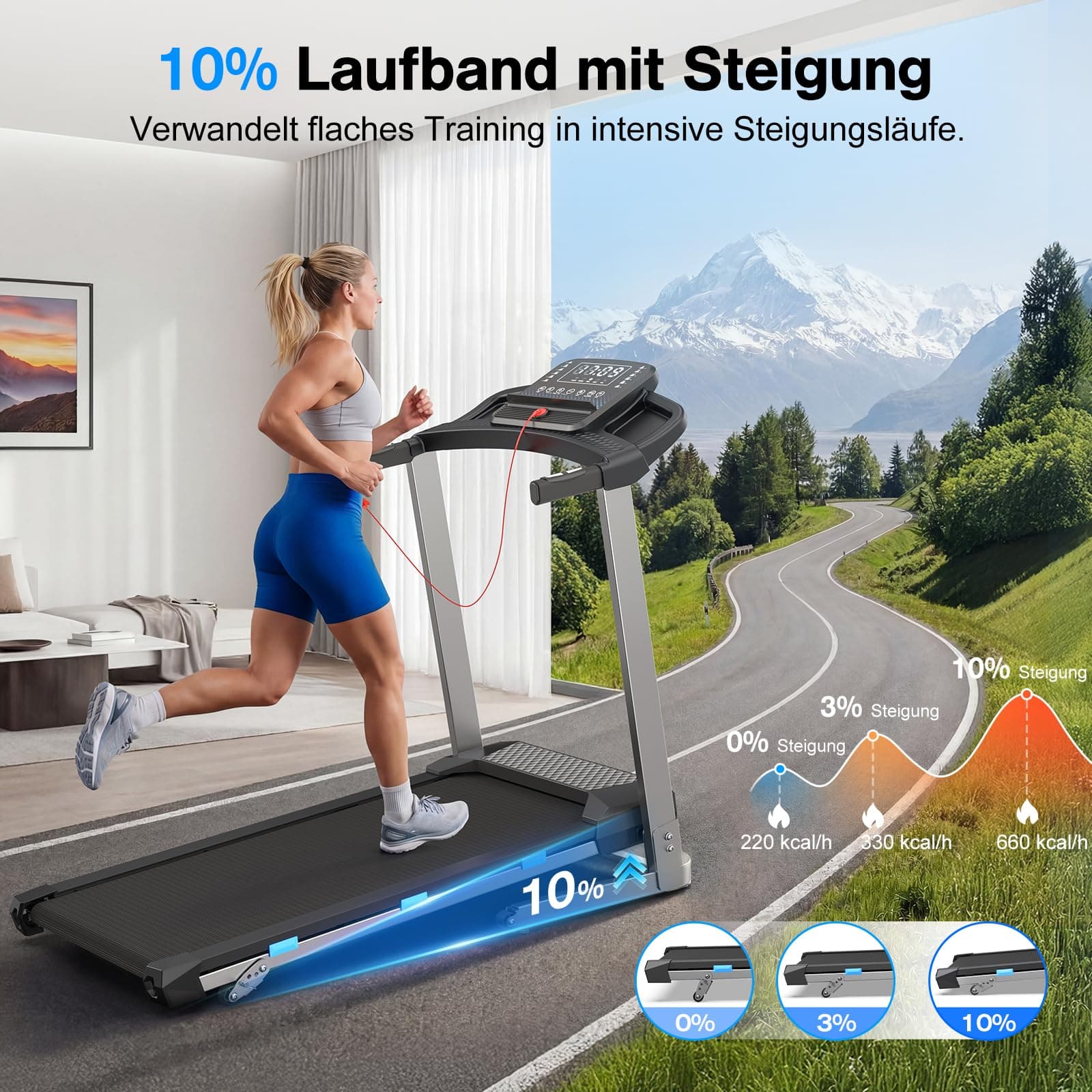 ZENRUN Laufband für Zuhause mit Steigung – Bild 4
