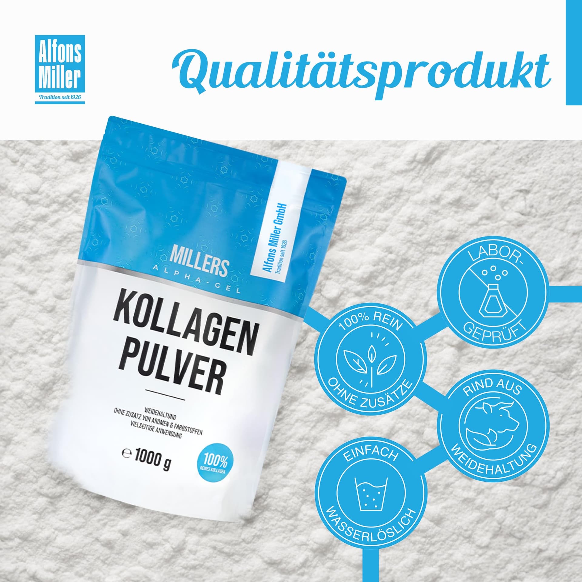 Alfons Miller GmbH 100% reines Kollagen Pulver 1000 g – Bild 2