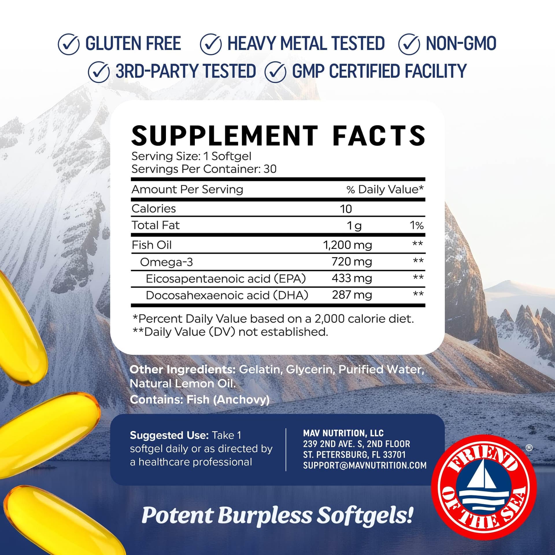 MAV NUTRITION Triple Strength Omega 3 Fish Oil 1200 mg – Bild 5