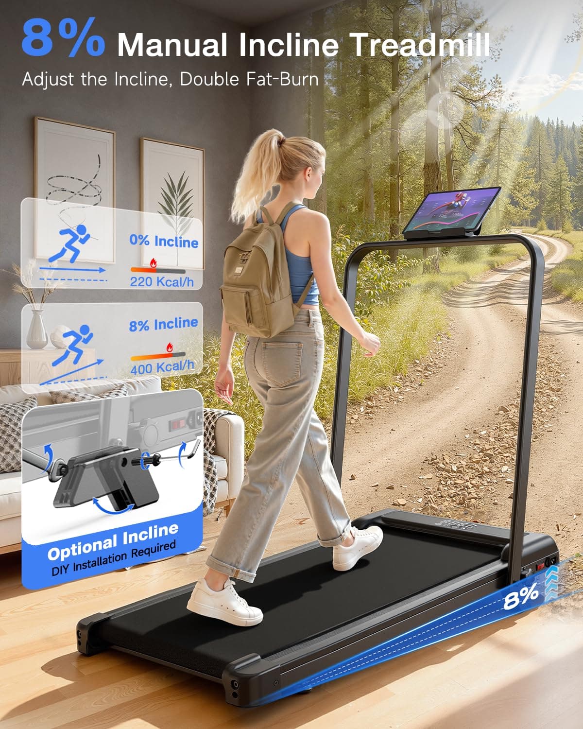 HOMEFITNESSCODE Folding Treadmill – Bild 2
