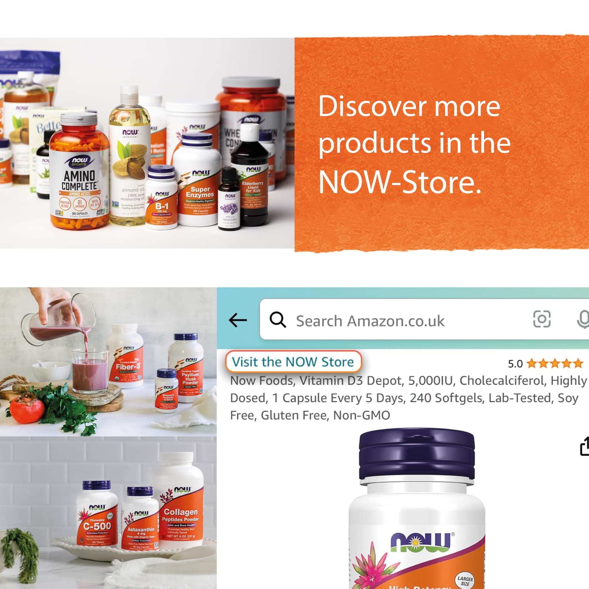 NOW Foods, Vitamin D3 & K2, 1,000IU, 120 Capsules – Bild 7
