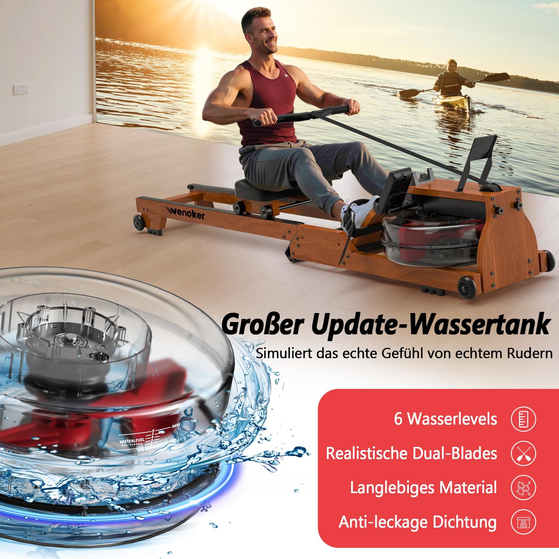 Wenoker Wasser Rudergerät aus FSC-Massiv-Eiche – Bild 7