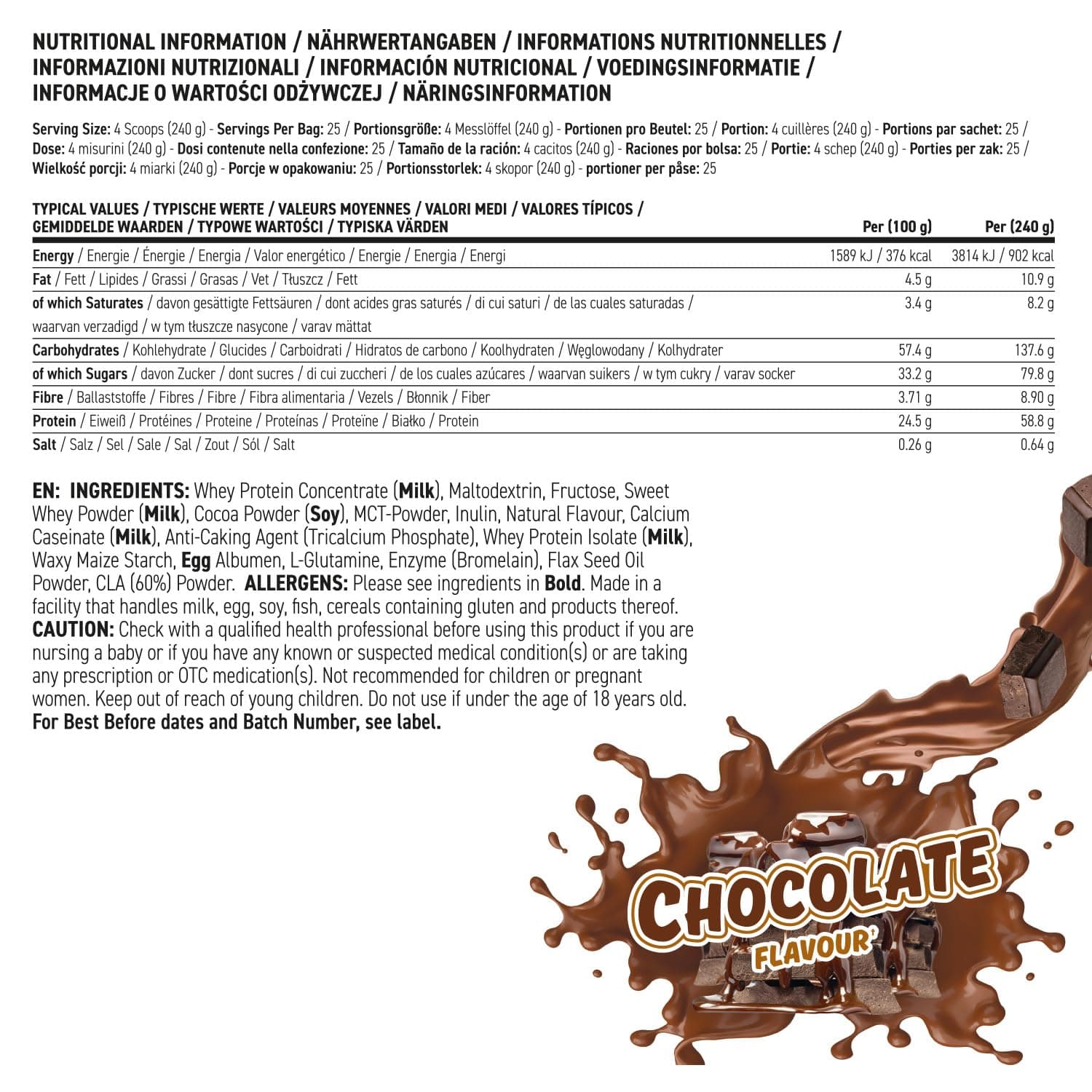 Applied Nutrition Critical Mass Gainer Protéiné, Saveur Chocolat, 6 kg – Bild 3