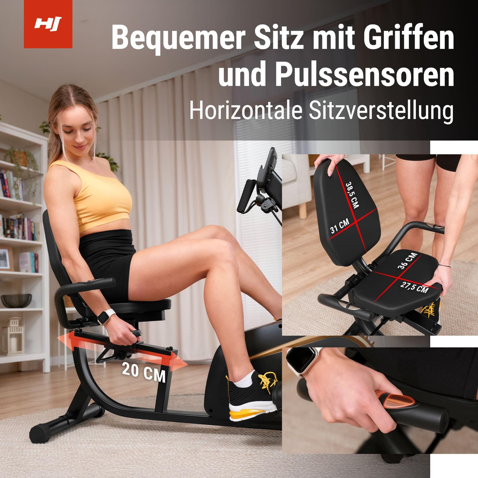 HS HOP-SPORT Hop-Sport Liegeergometer für zu Hause HS-045L – Bild 5