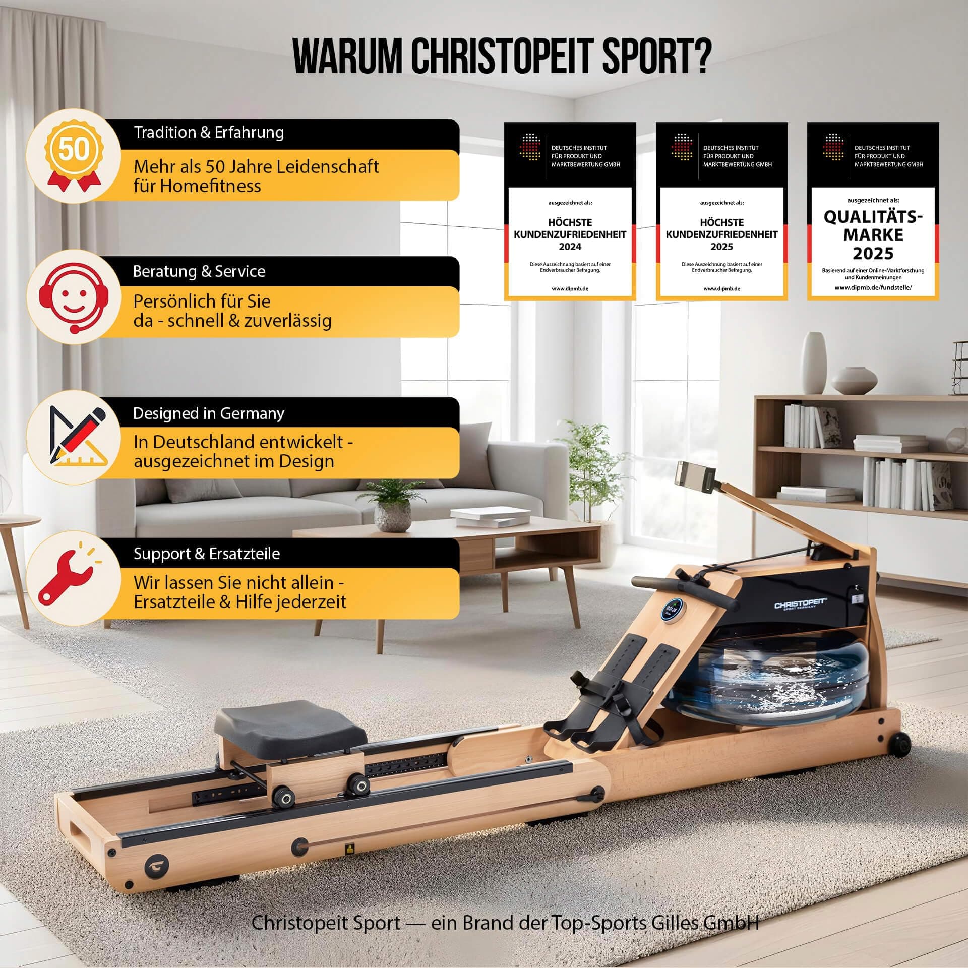 CHRISTOPEIT SPORT GERMANY Christopeit Wasserrudergerät klappbar für Zuhause – Bild 8