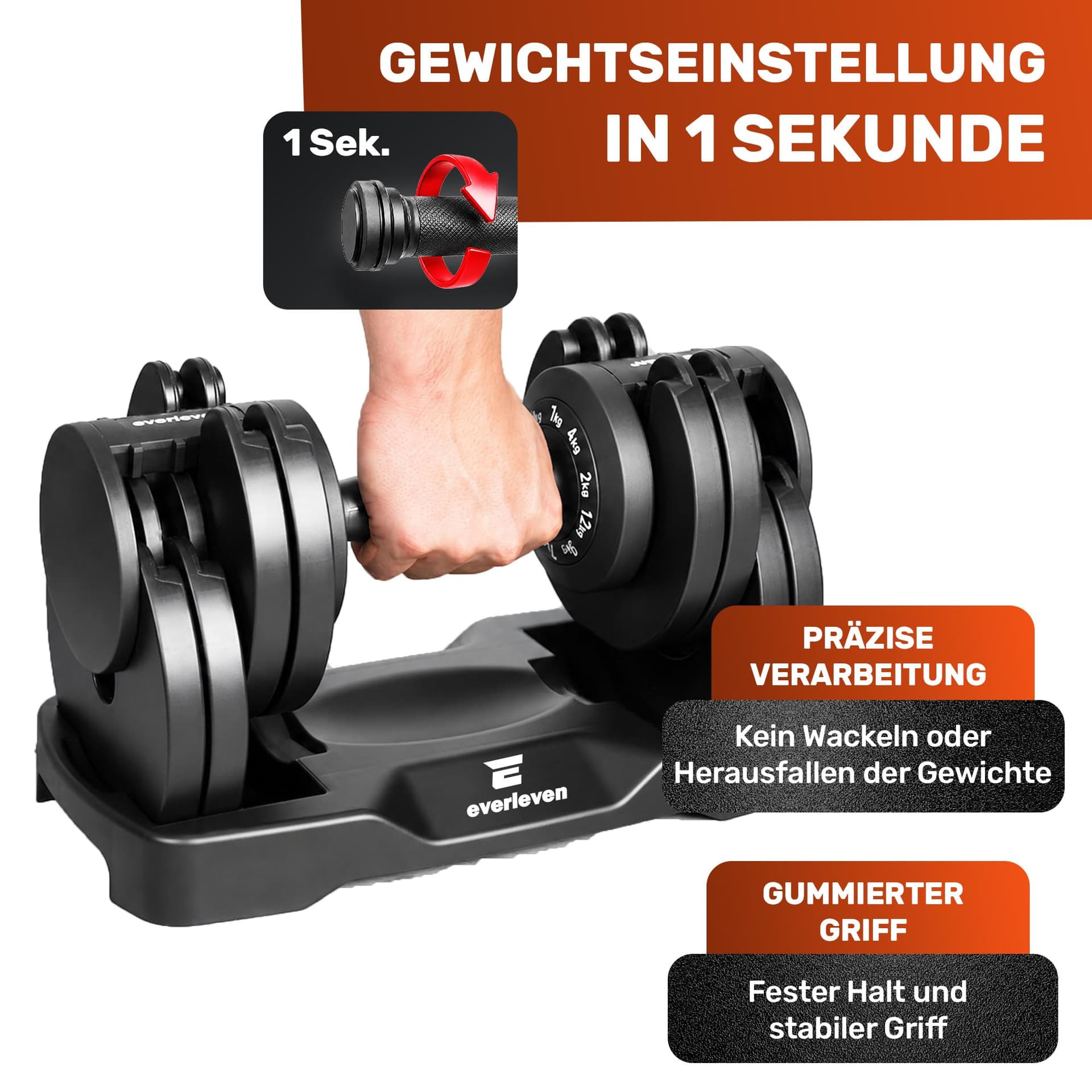Verstellbare Kurzhantel Set 2x12kg – Bild 3