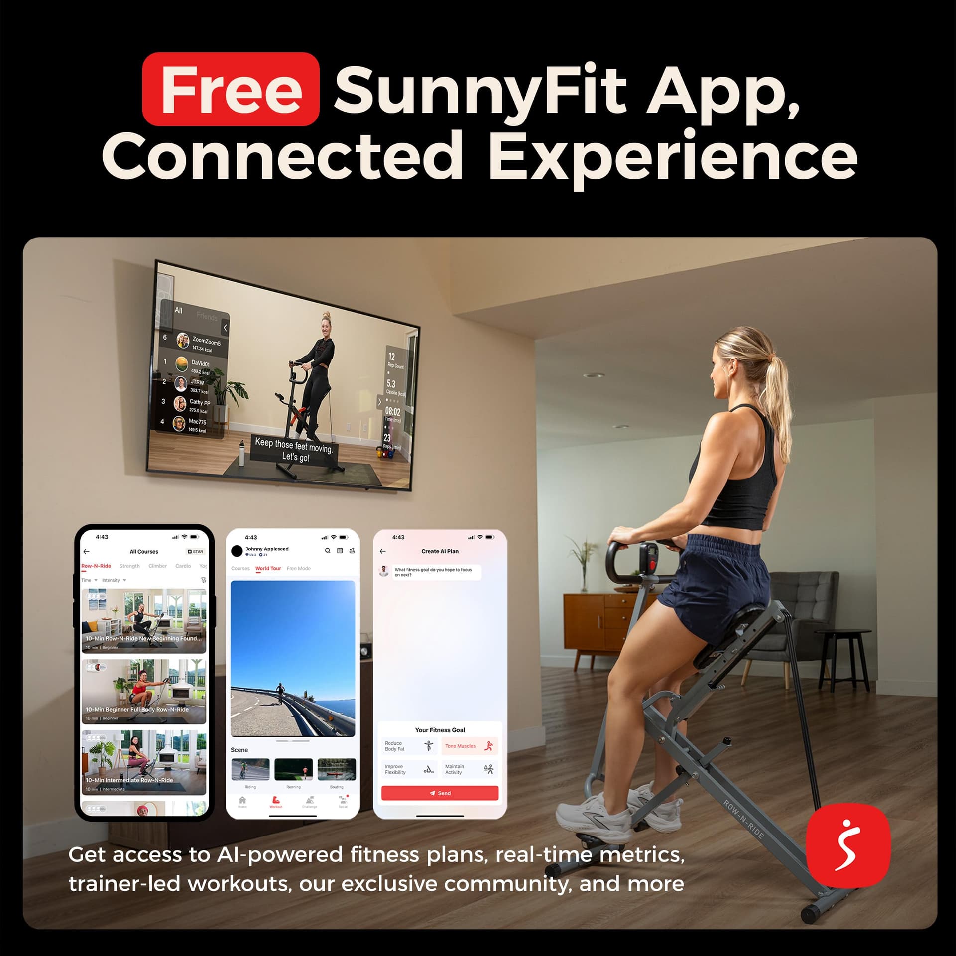 Sunny Health & Fitness Macchina per vogatore e squat – Bild 3