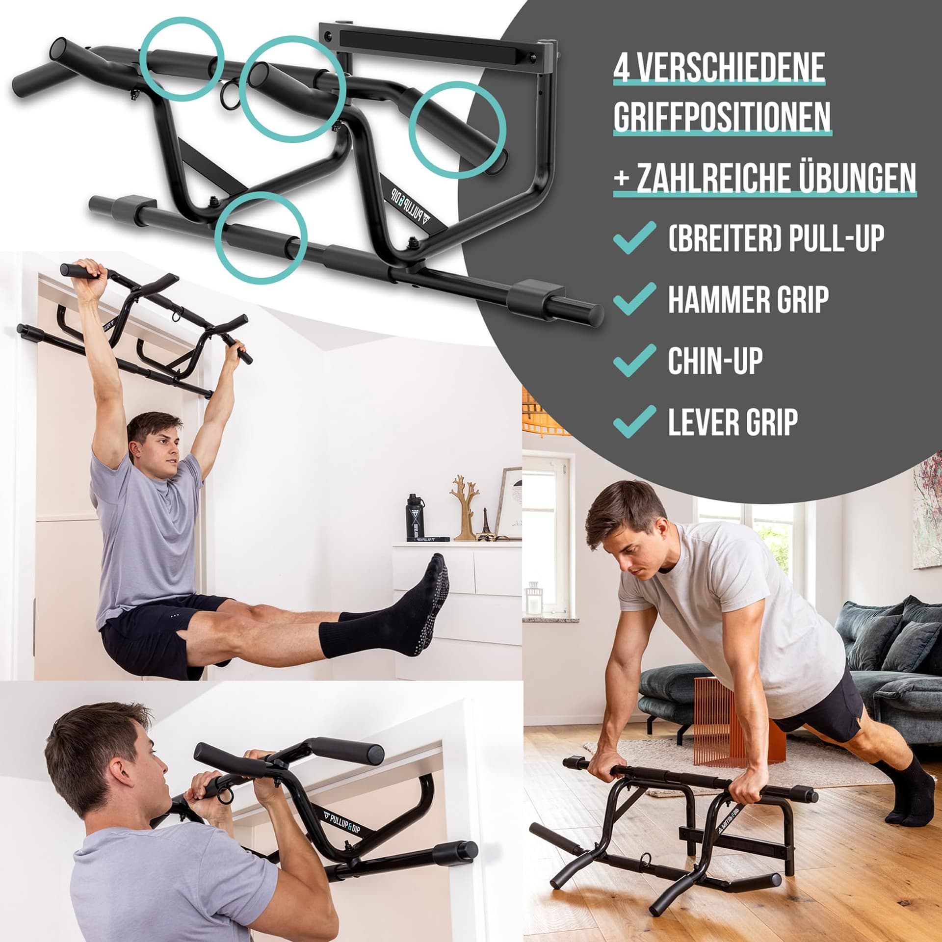 PULLUP & DIP Klimmzugstange für Türrahmen zum Einhängen – Bild 7