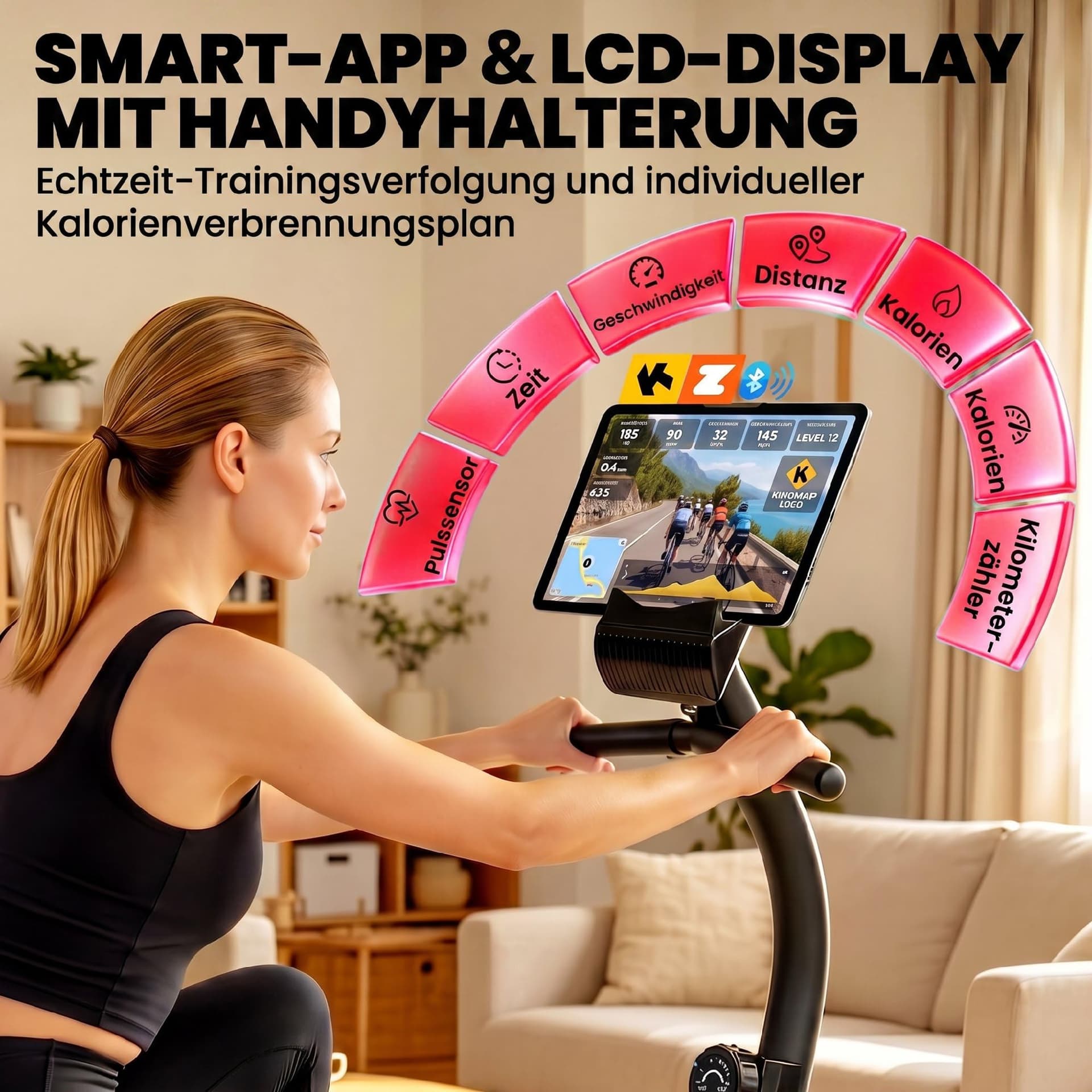 SPORTNOW Liegeergometer für Zuhause mit 8 verstellbar – Bild 3
