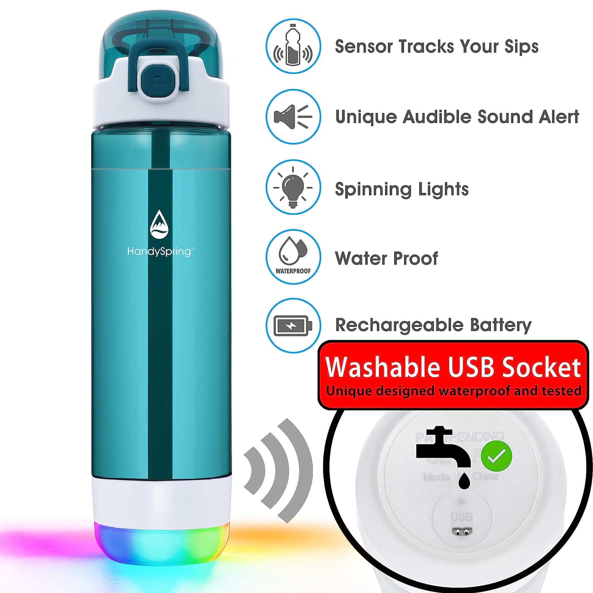 HANDYSPRING ,Intelligente Wasserflasche mit Erinnerung – Bild 5