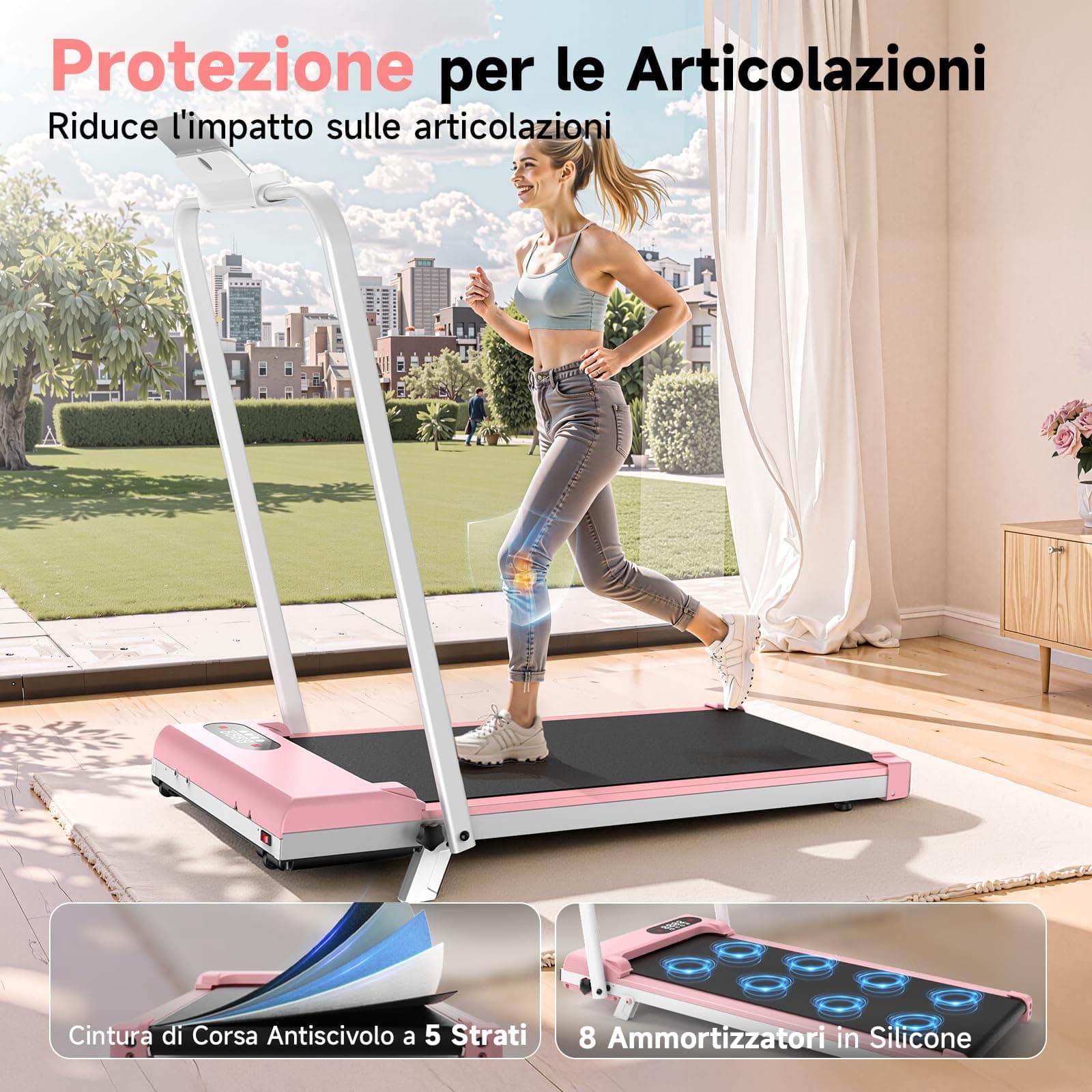 HOMEFITNESSCODE Tapis Roulant Elettrico Salvaspazio 8% – Bild 5