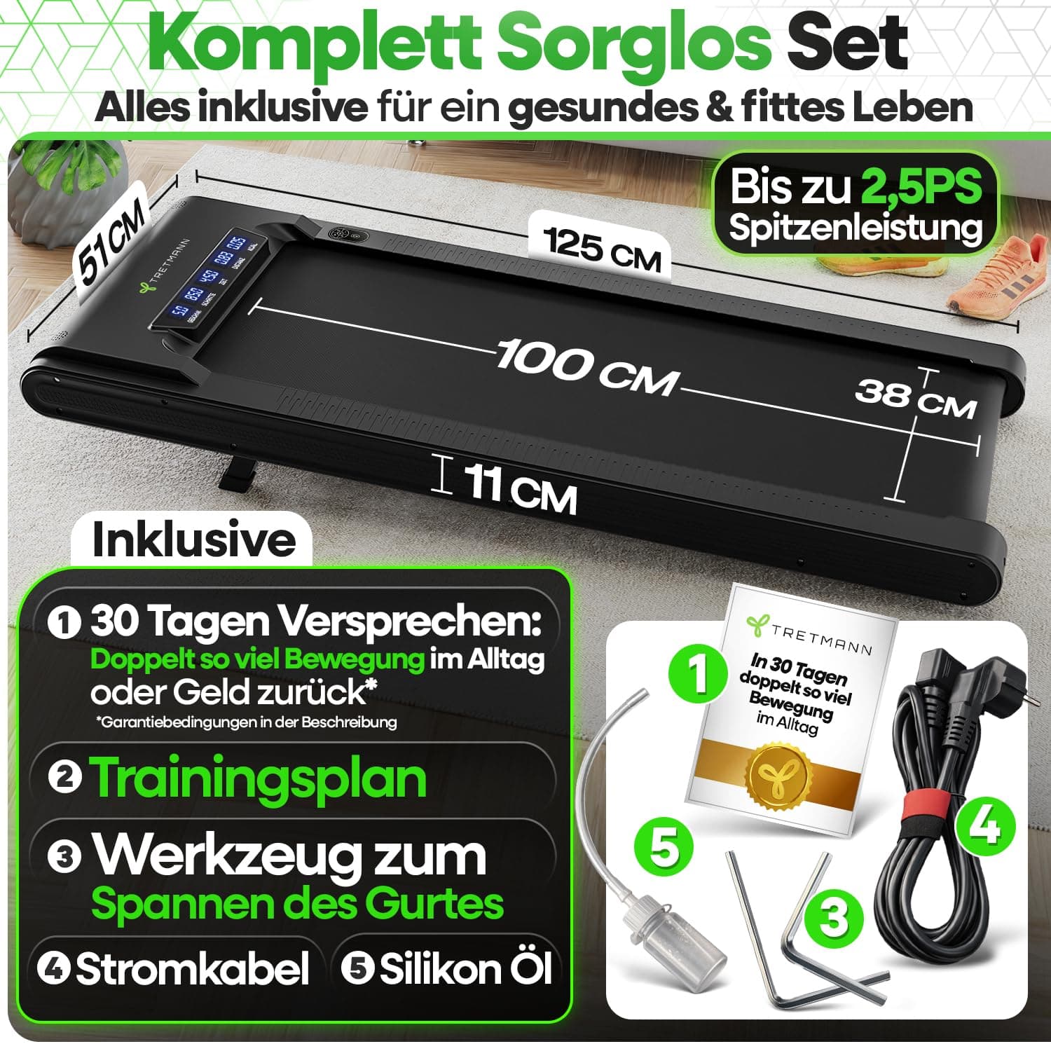 TRETMANN NEU Tretmann Walking Pad mit Steigung klappbar – Bild 7