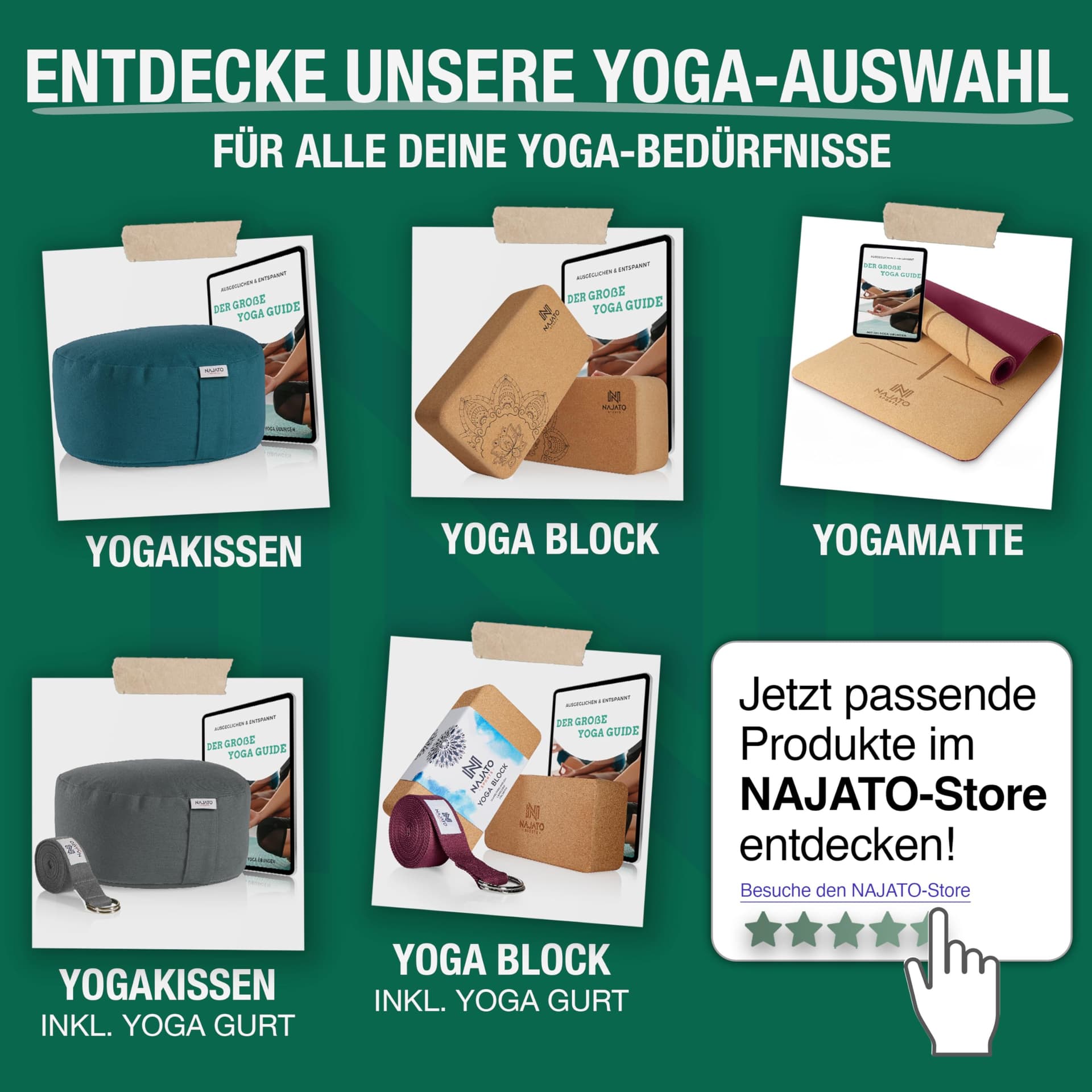 NAJATO Sports Yogamatte Kork – Bild 7