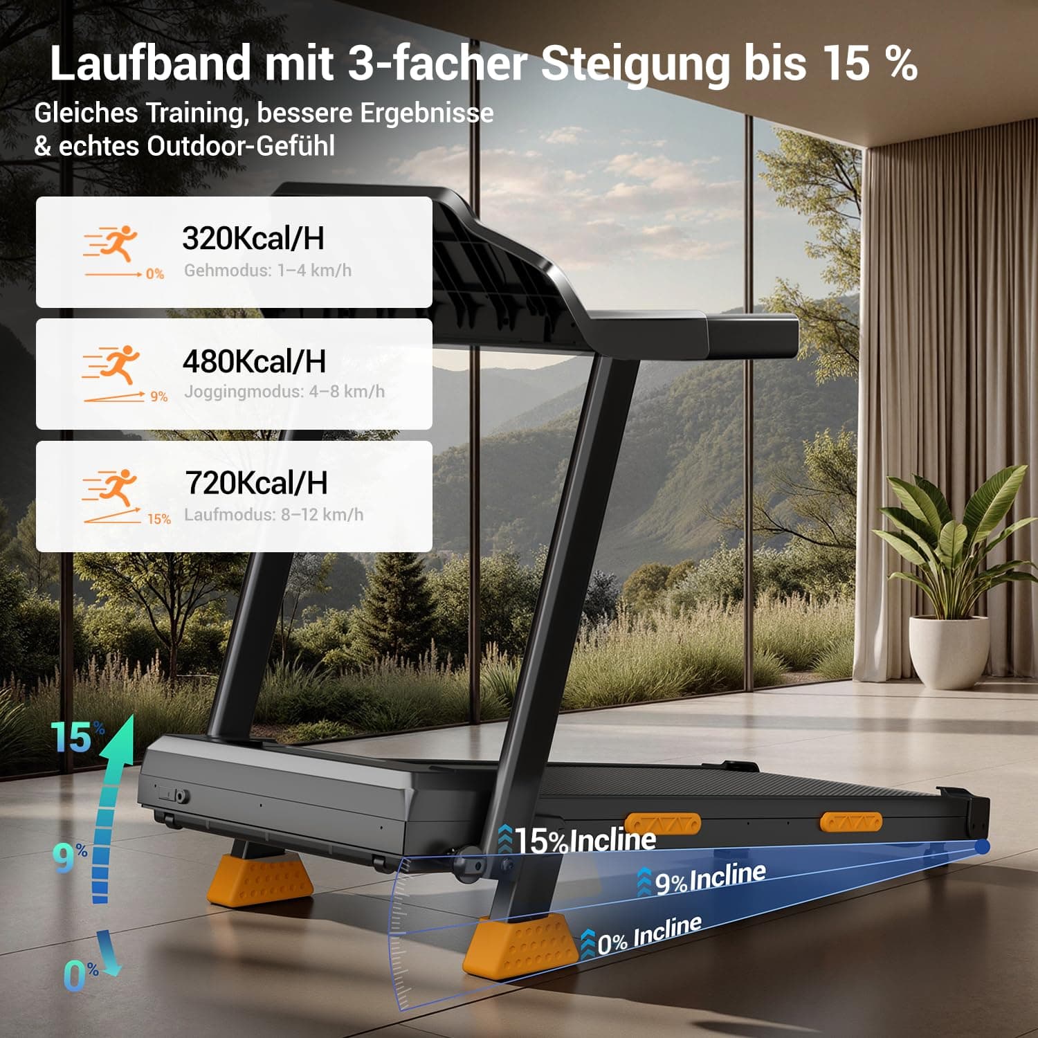 LONTEK Laufband für Zuhause Klappbar mit Steigung – Bild 2
