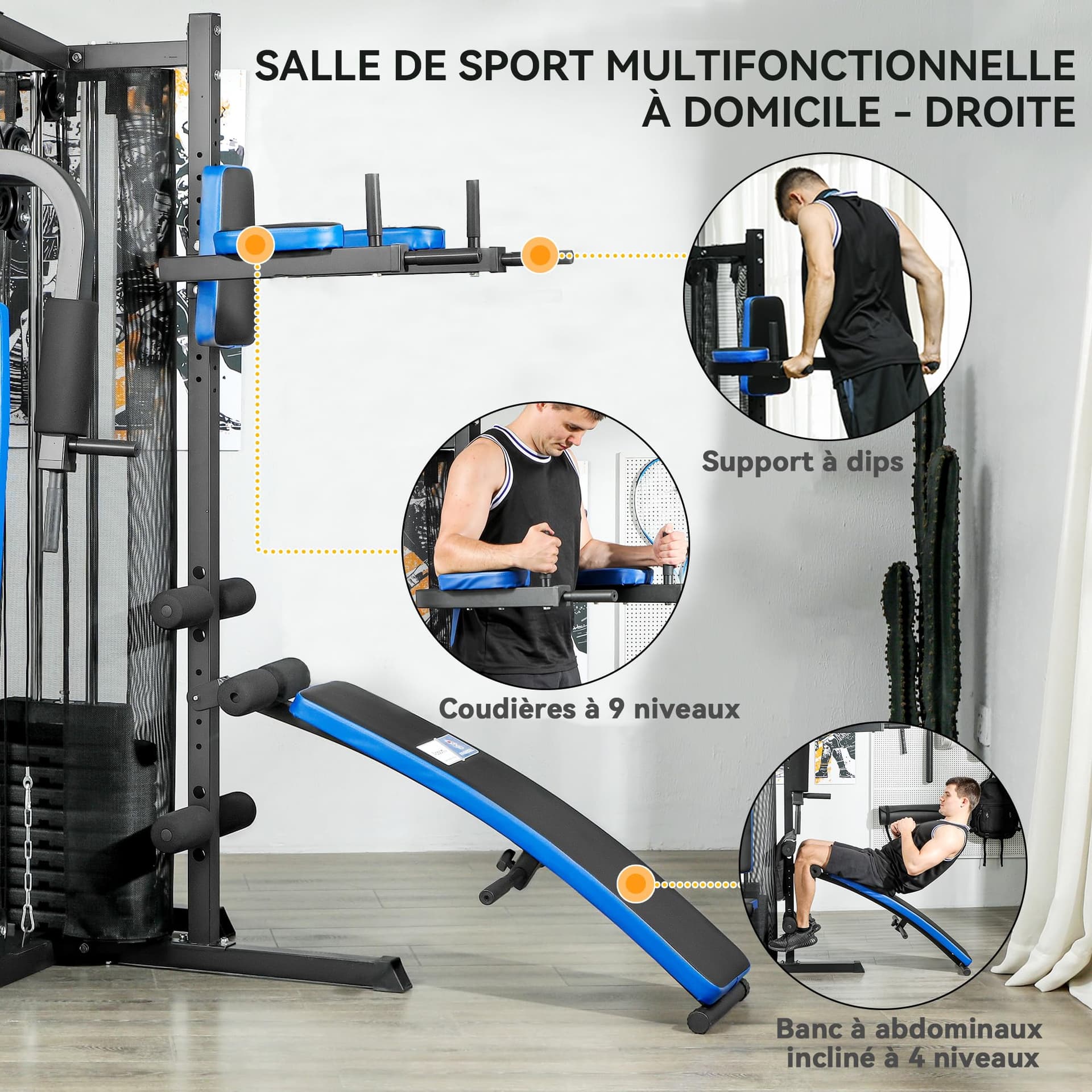 SPORTNOW Station de Musculation avec Pile de Poids de 65 kg – Bild 4