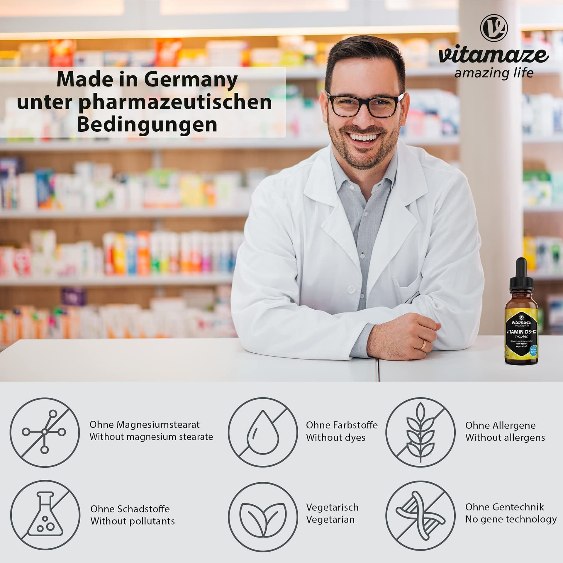 Vitamaze - amazing life Vitamine D3 K2 Gouttes – Bild 3