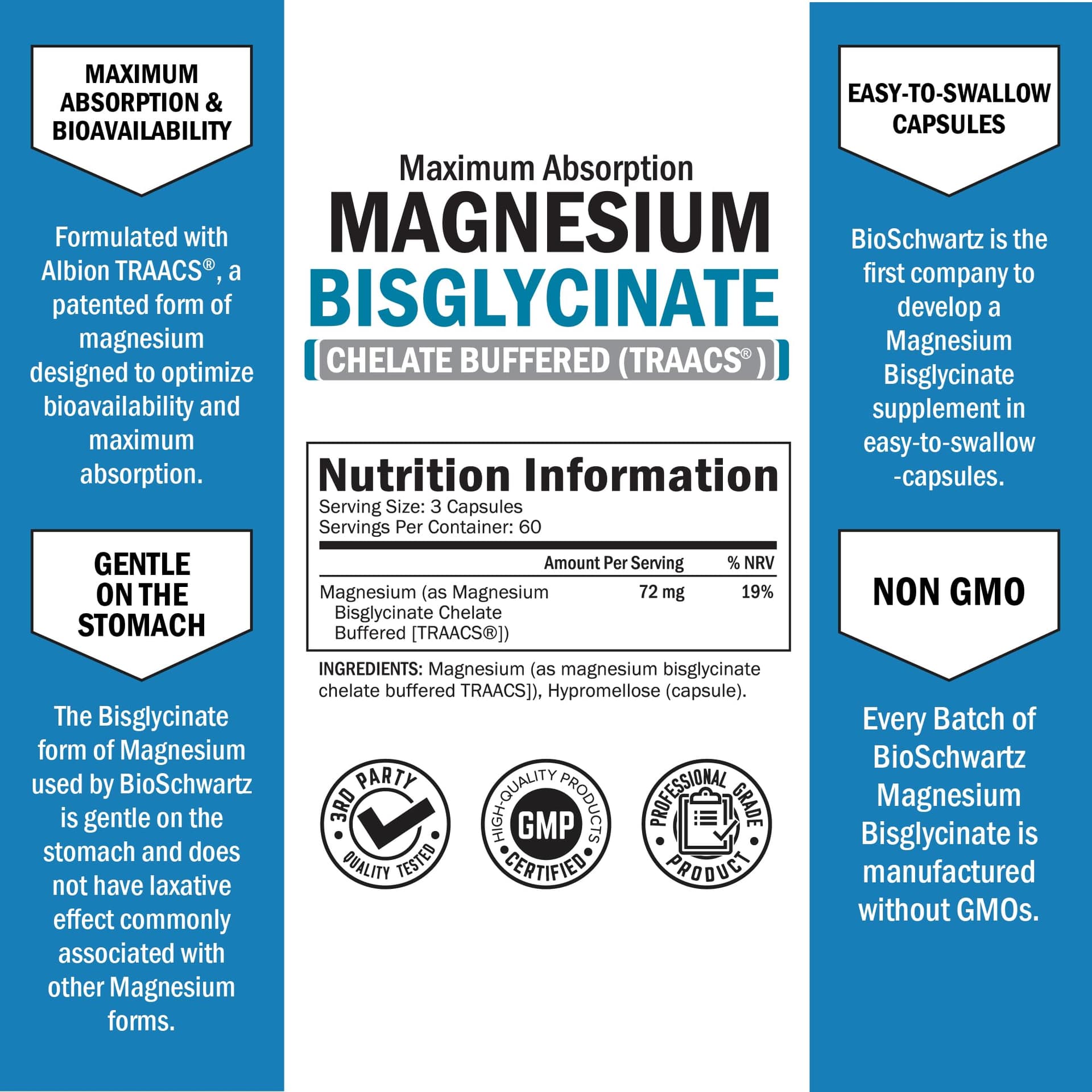BioSchwartz Magnesium Glycinate 400mg – Bild 5