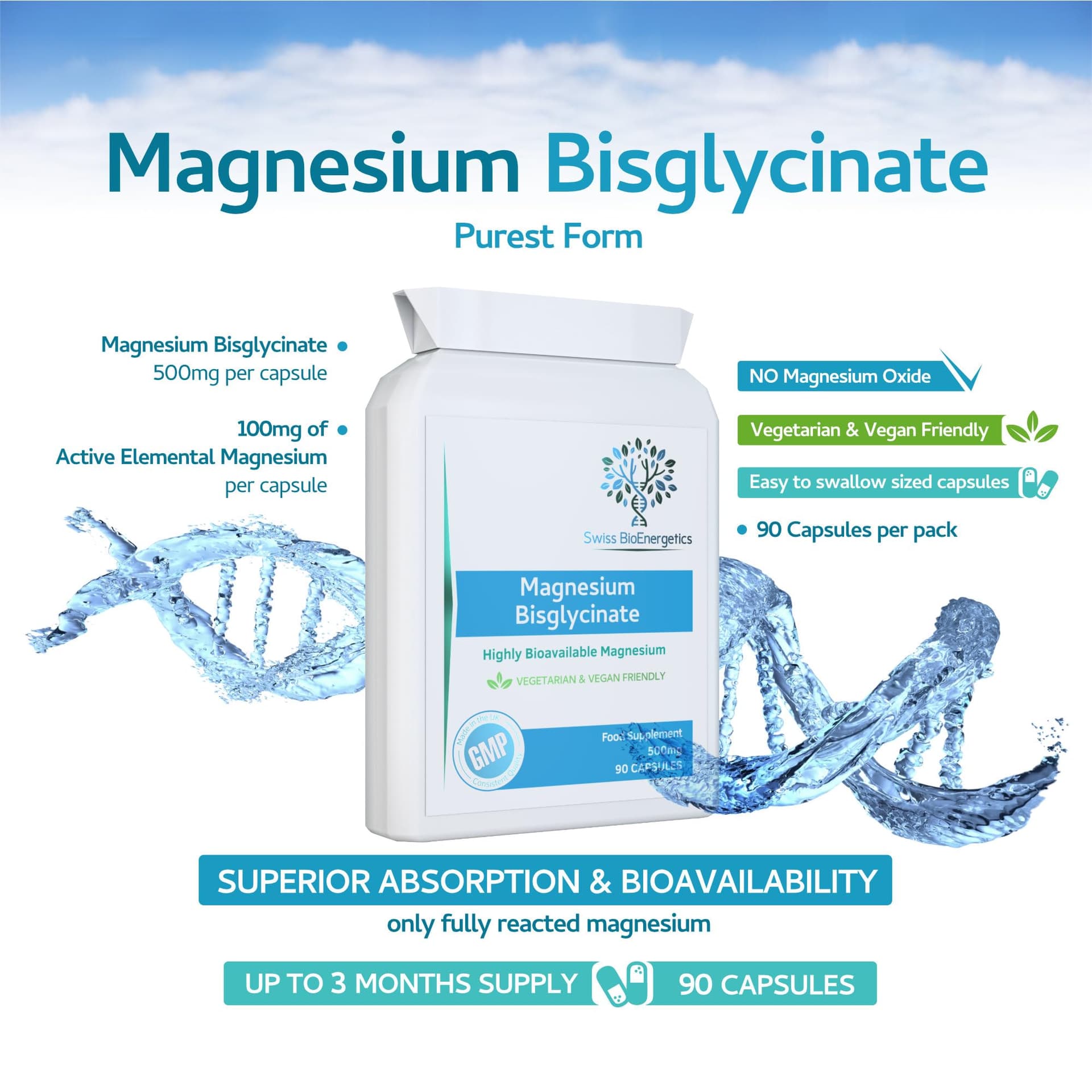 swiss bioenergetics Magnesium Bisglycinate (Glycinate) 500mg – Bild 3