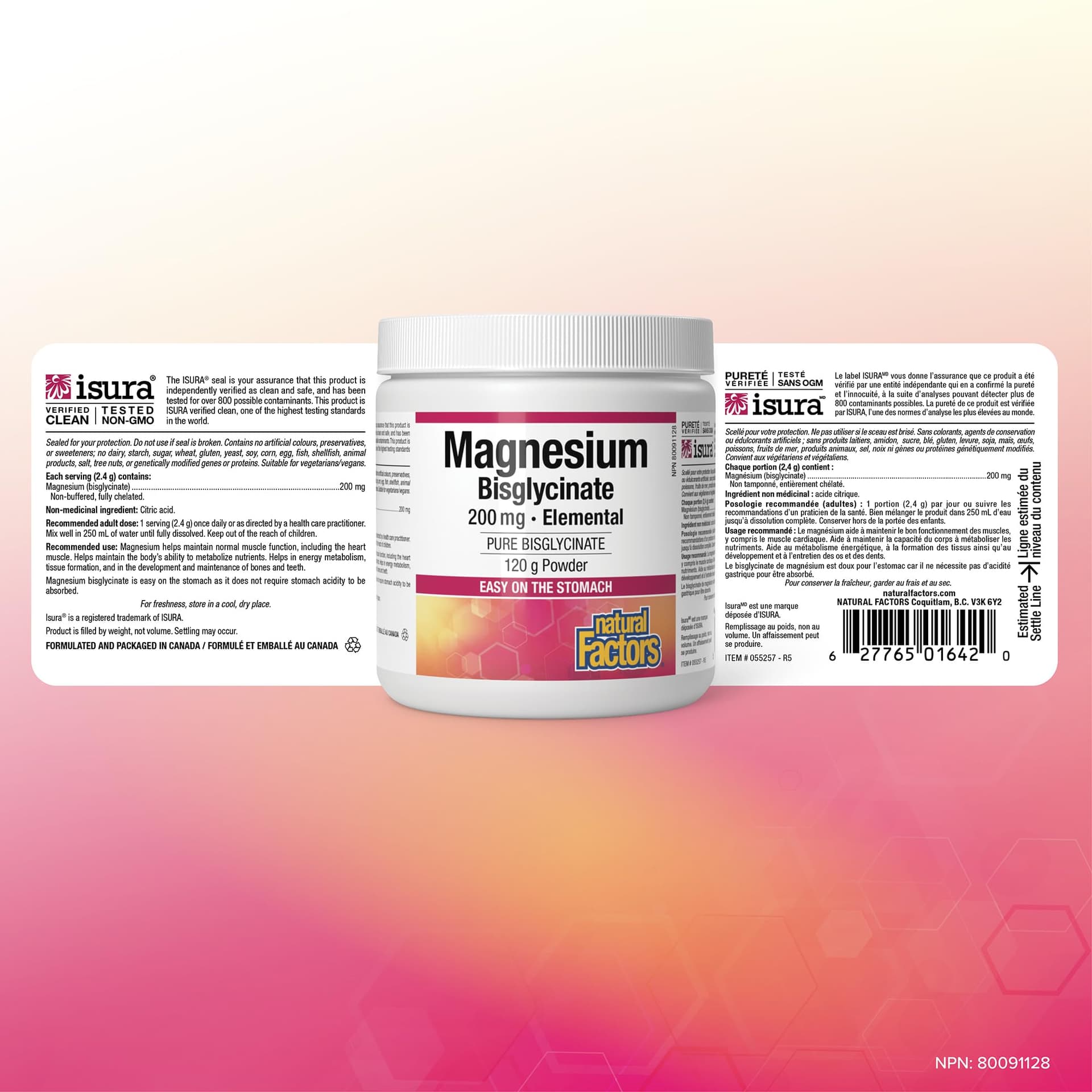 Natural Factors Magnesium Bisglycinate 200 mg Powder, 120 g – Bild 8