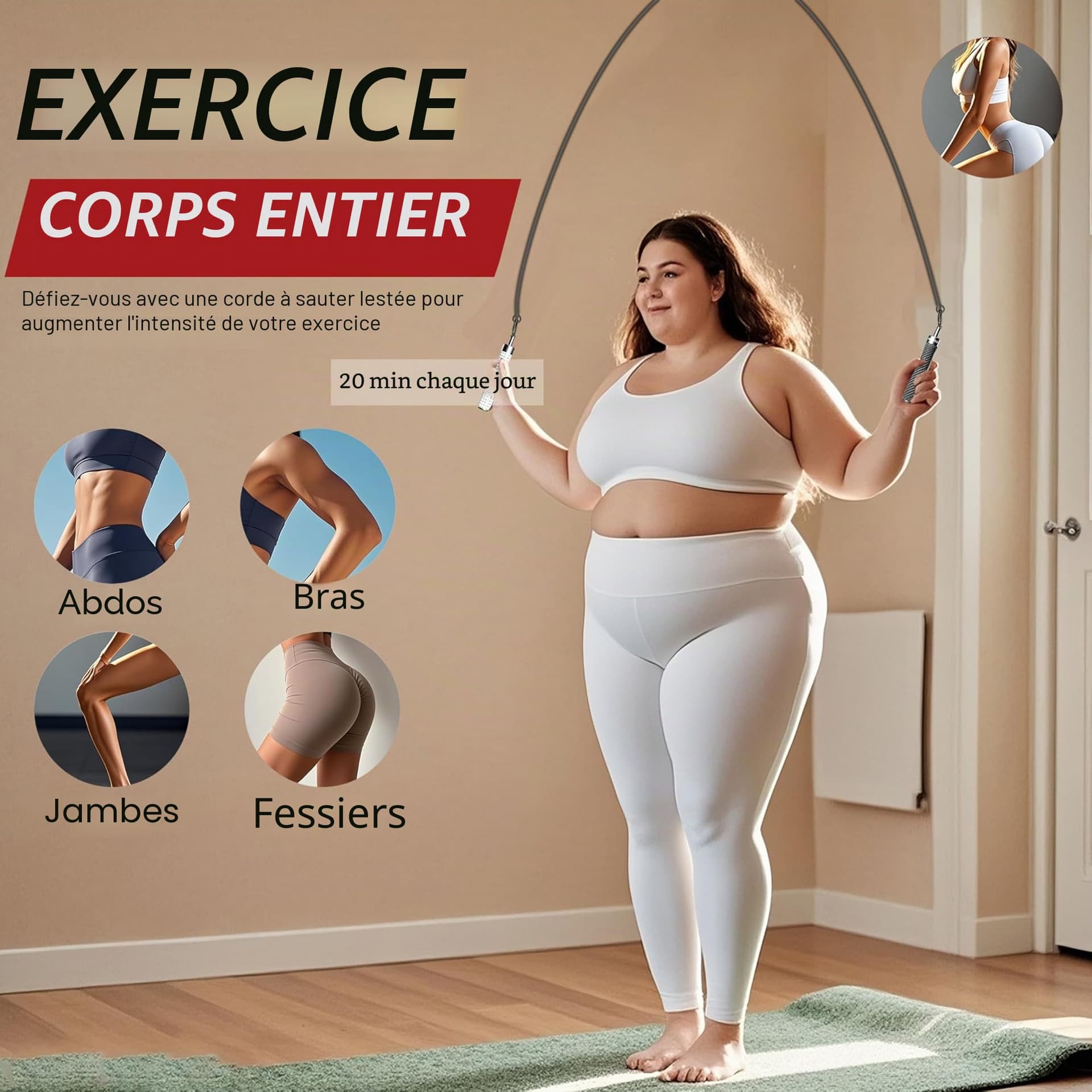 MOGOLD Cordes à sauter pondérées pour homme et femme avec – Bild 6