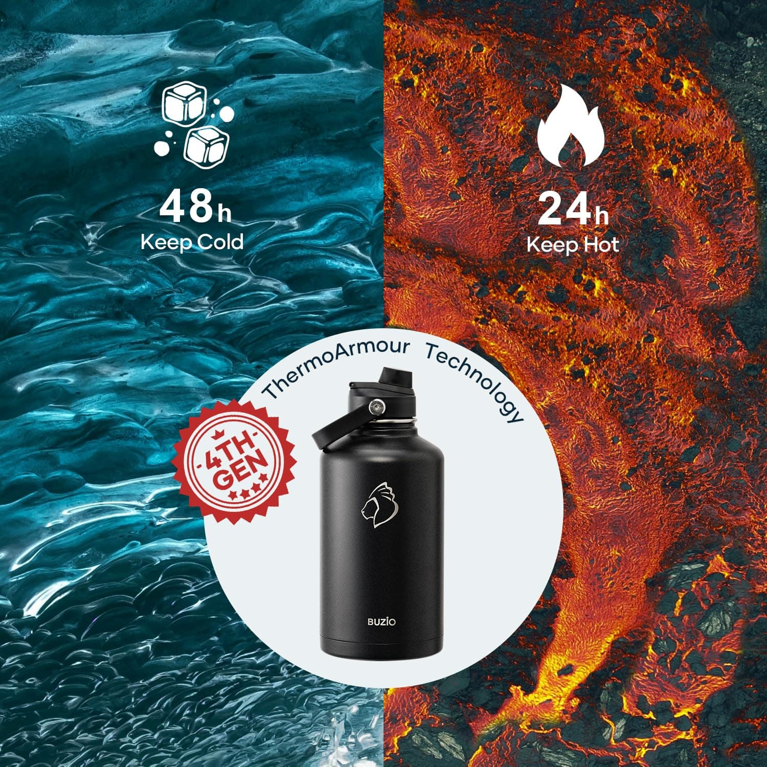 BUZIO Stainless Steel Water Bottle 2L – Bild 2
