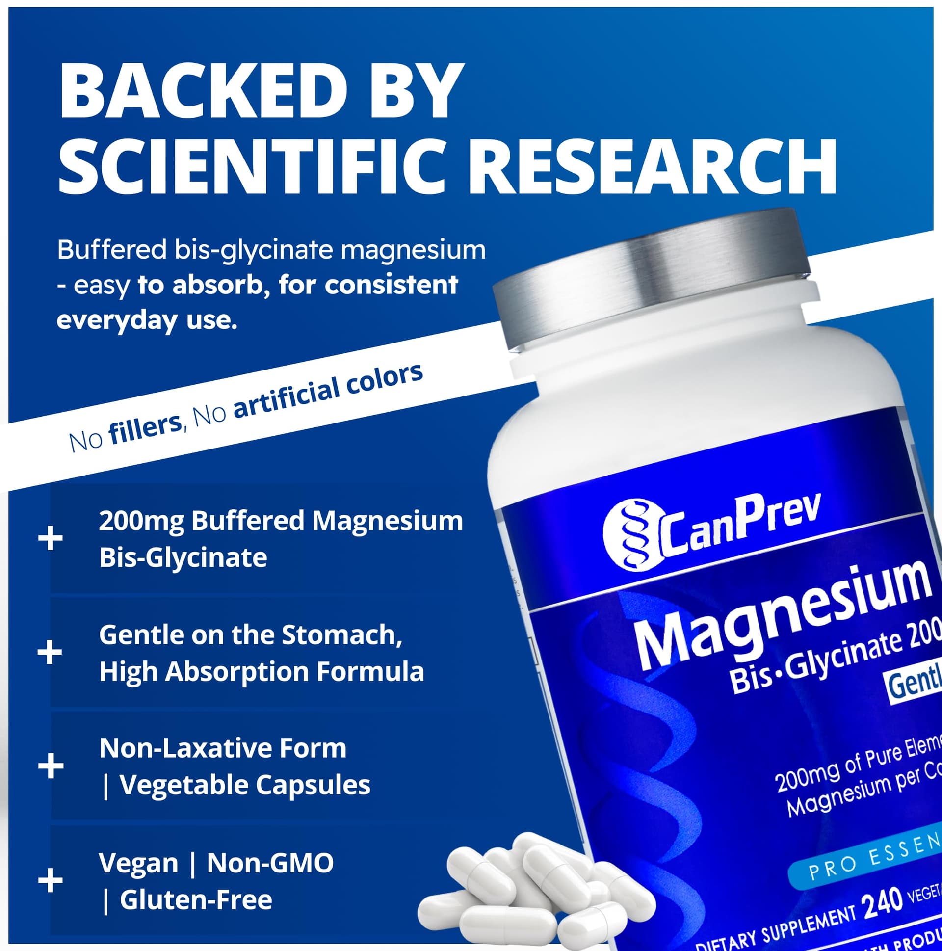 CanPrev Magnesium BisGlycinate Gentle 200mg – Bild 3