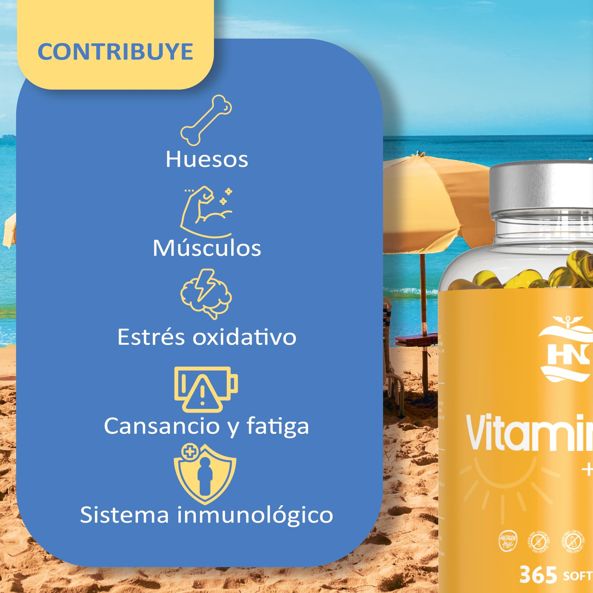 HN - Healthy Nutrition Vitamine D 5000 UI Vitamine D3 K2. 365 Capsules – Bild 2