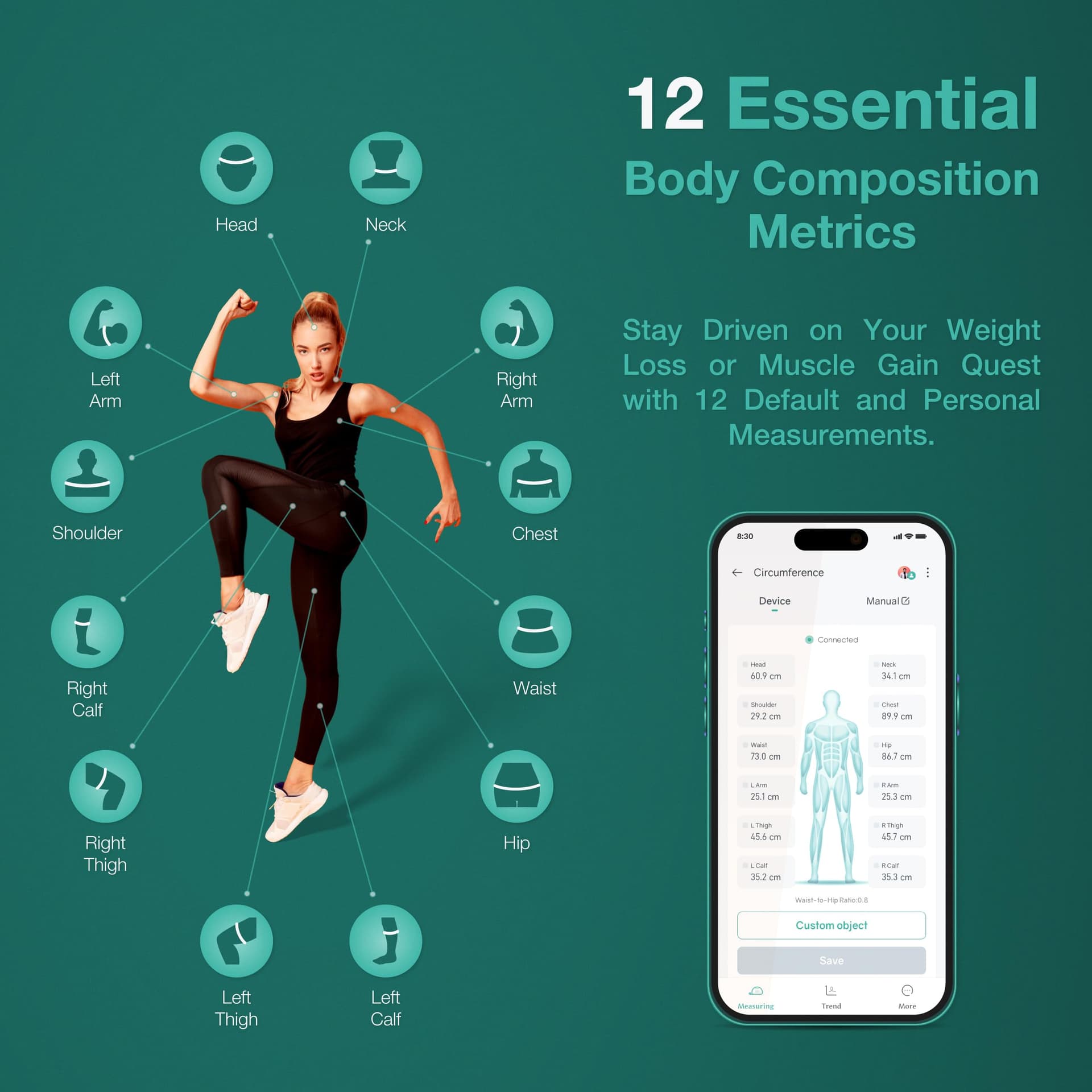 Bisonbody Smart Body Measuring Tape with App – Bild 2