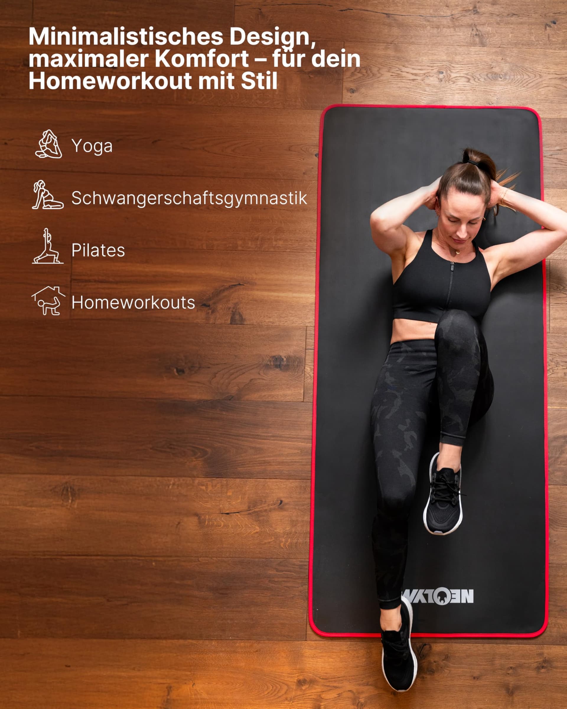 NEOLYMP extra dicke Fitnessmatte rutschfest inkl. Tragegurt – Bild 5