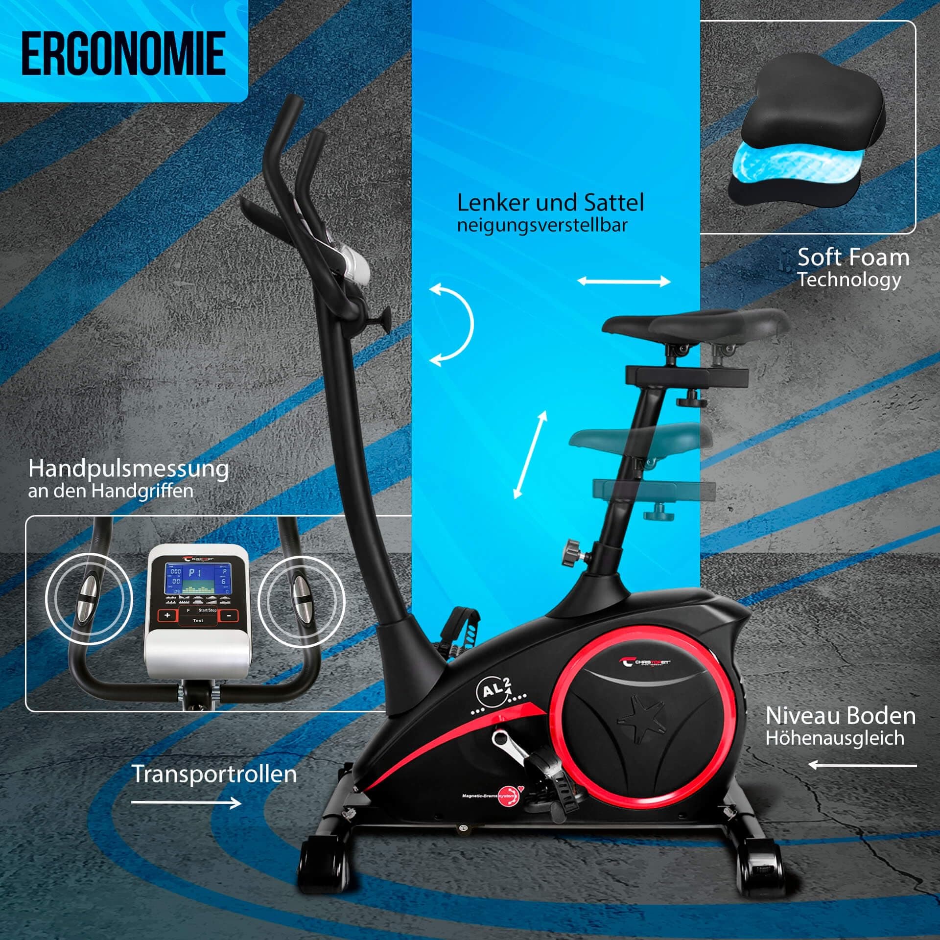CHRISTOPEIT SPORT GERMANY Christopeit Heimtrainer Fahrrad Ergometer AL 2 S Digital, bis 150kg – Bild 5