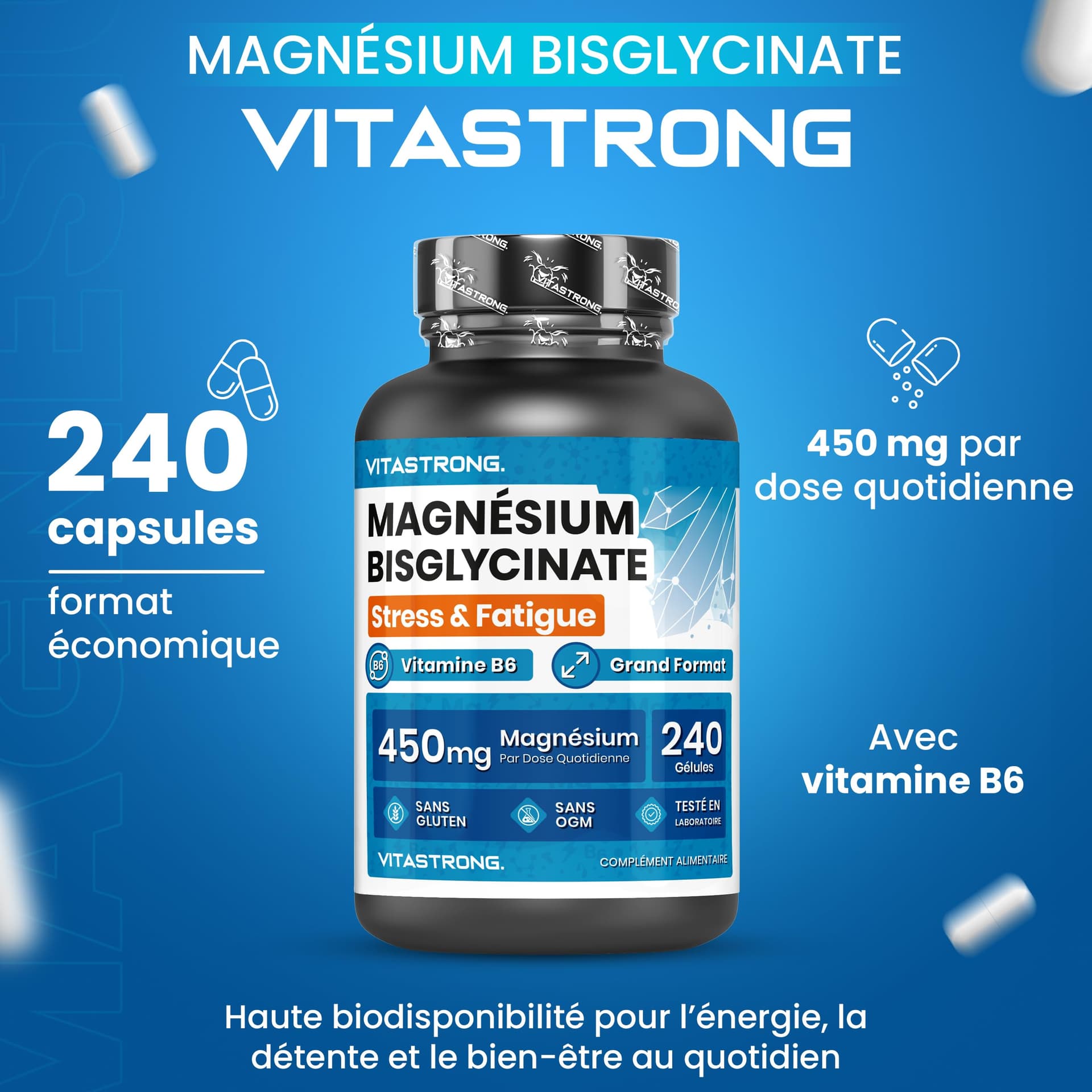 Vitastrong. Vitastrong Magnésium Bisglycinate 3750mg – Bild 2