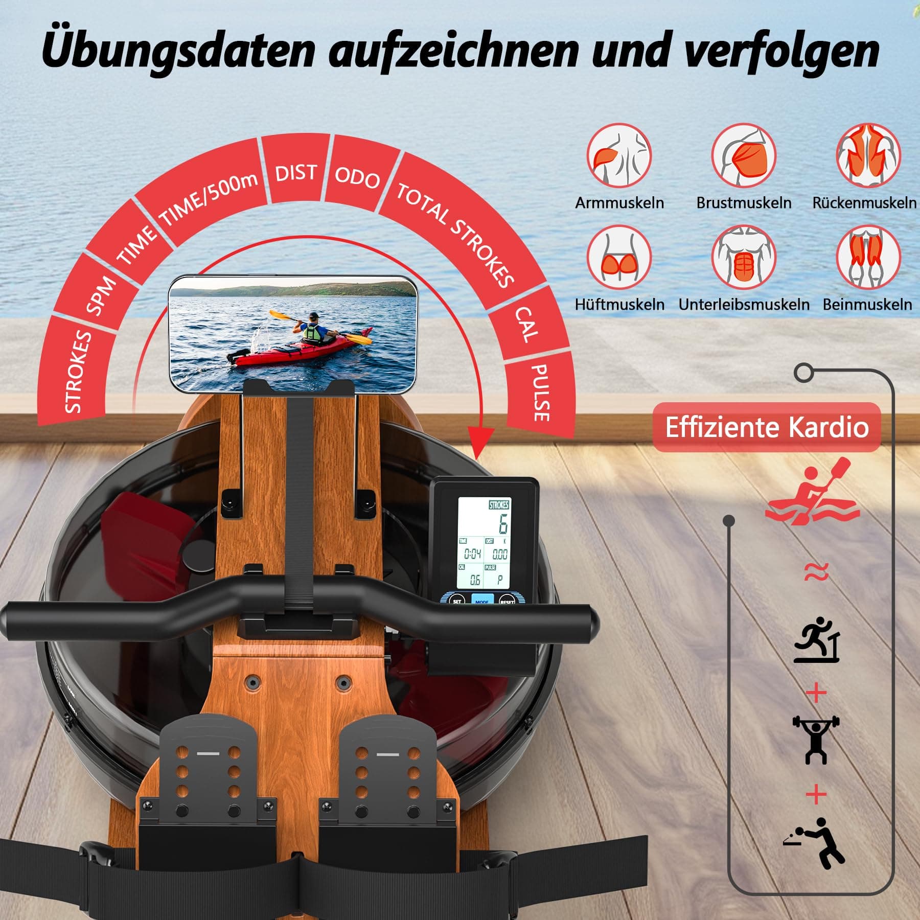 Wenoker Wasser Rudergerät aus FSC-Massiv-Eiche – Bild 3