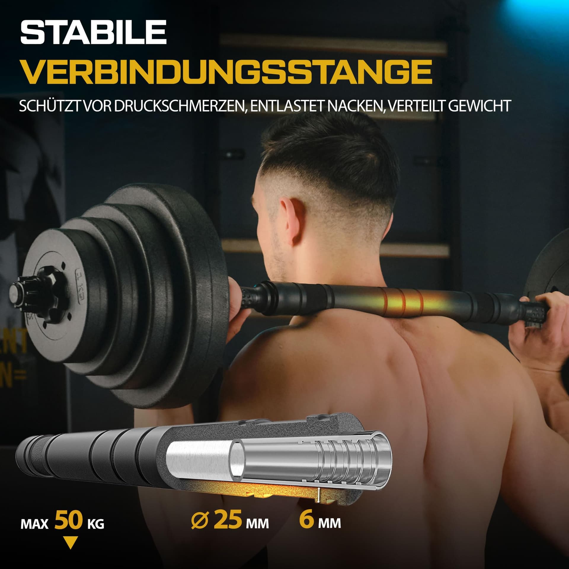 TREX SPORT Hanteln Set | 2er Set Kurzhanteln & Langhantel | 20 kg – Bild 2
