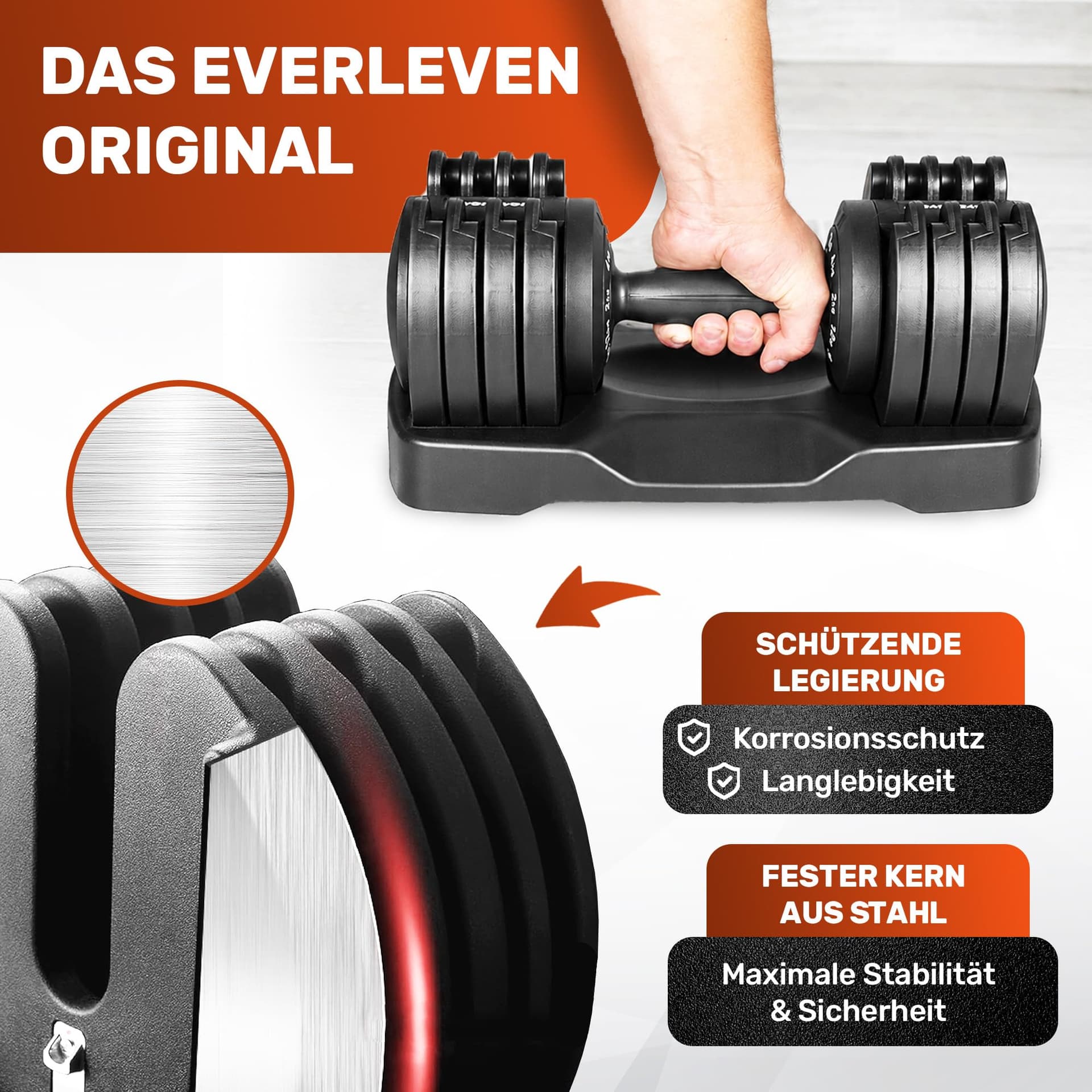 Verstellbare Kurzhantel Set 2x12kg – Bild 2
