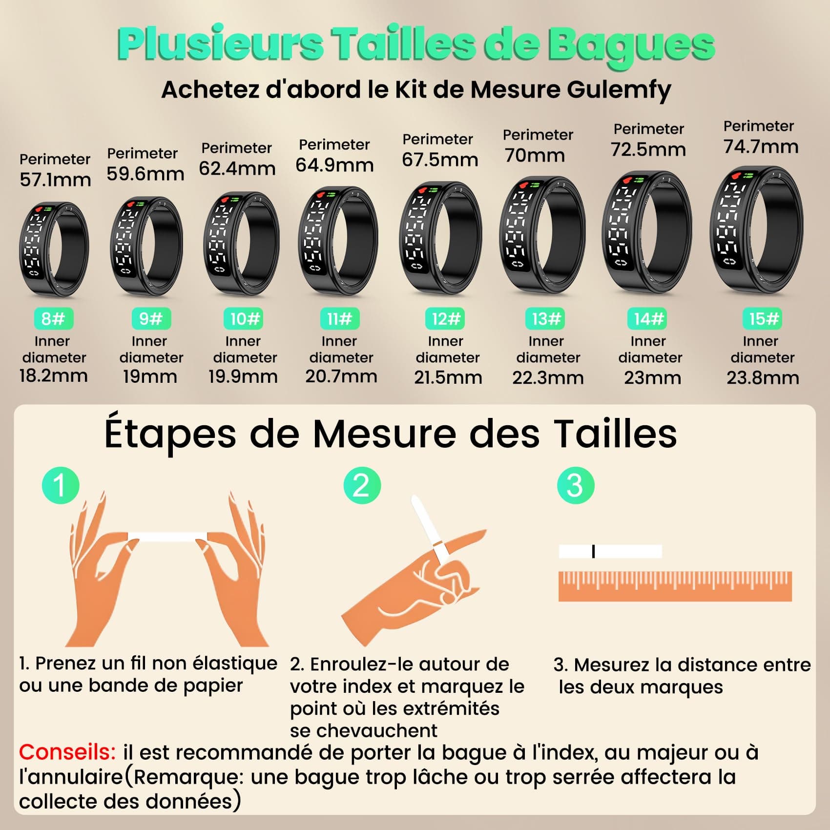 Gulemfy Bague Connectée Femme et Homme – Bild 8