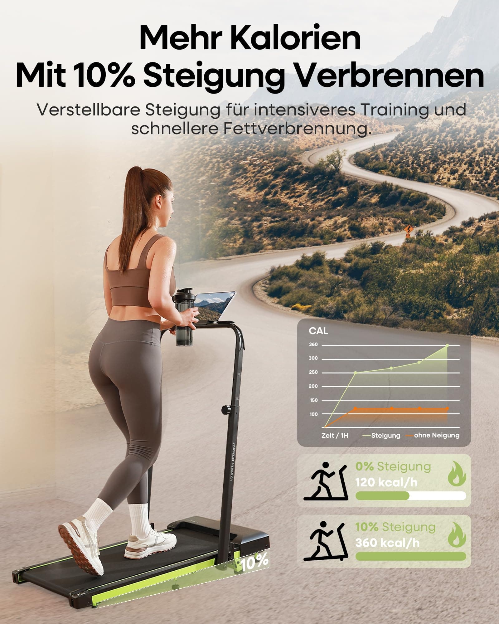 HADMAX Walking Pad mit 10% Steigung 3,0 HP Laufband für – Bild 3