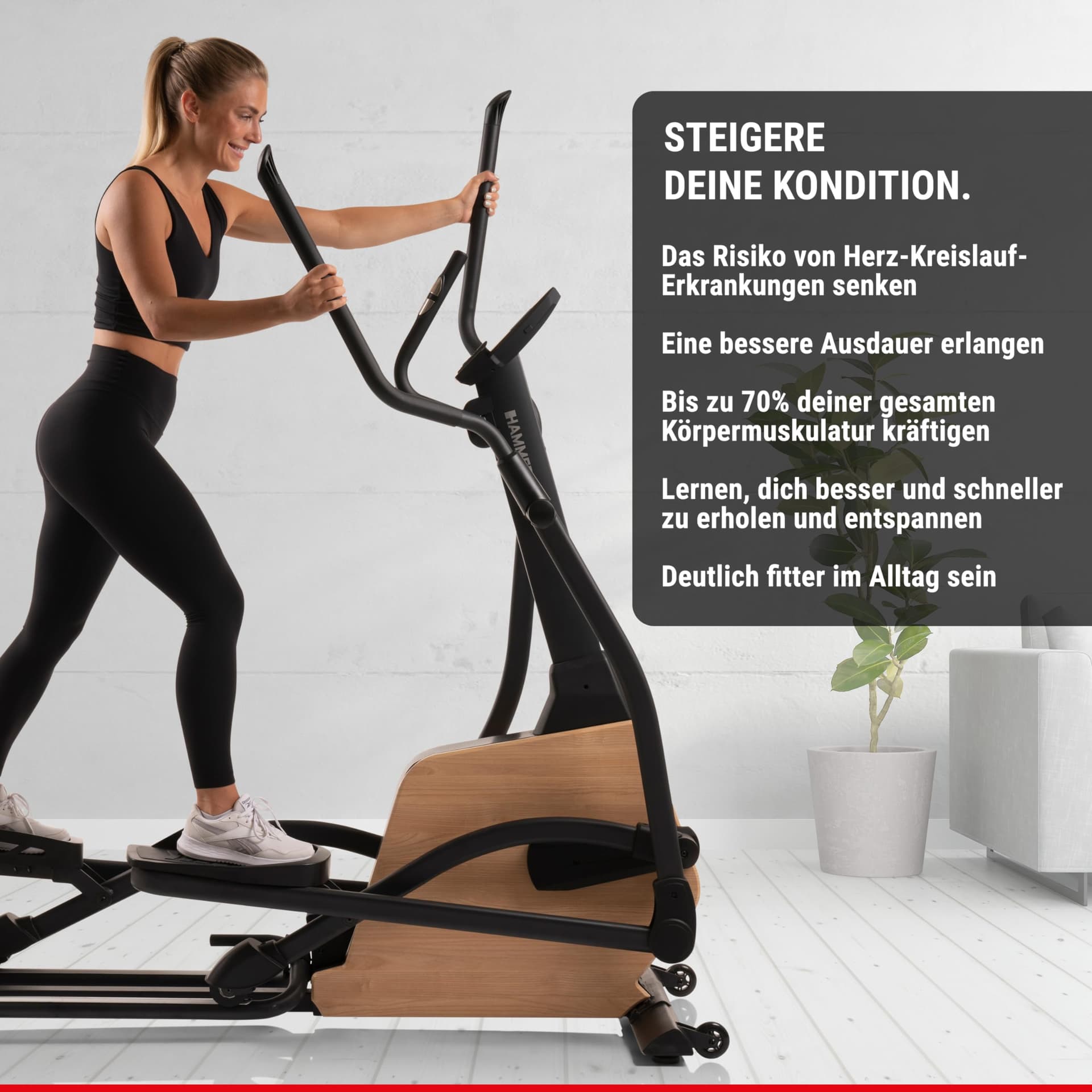 HAMMER Ellipsentrainer CrossPace 5.0 NorsK, 3-fache Steigung, 24 Programme, 20 kg – Bild 8