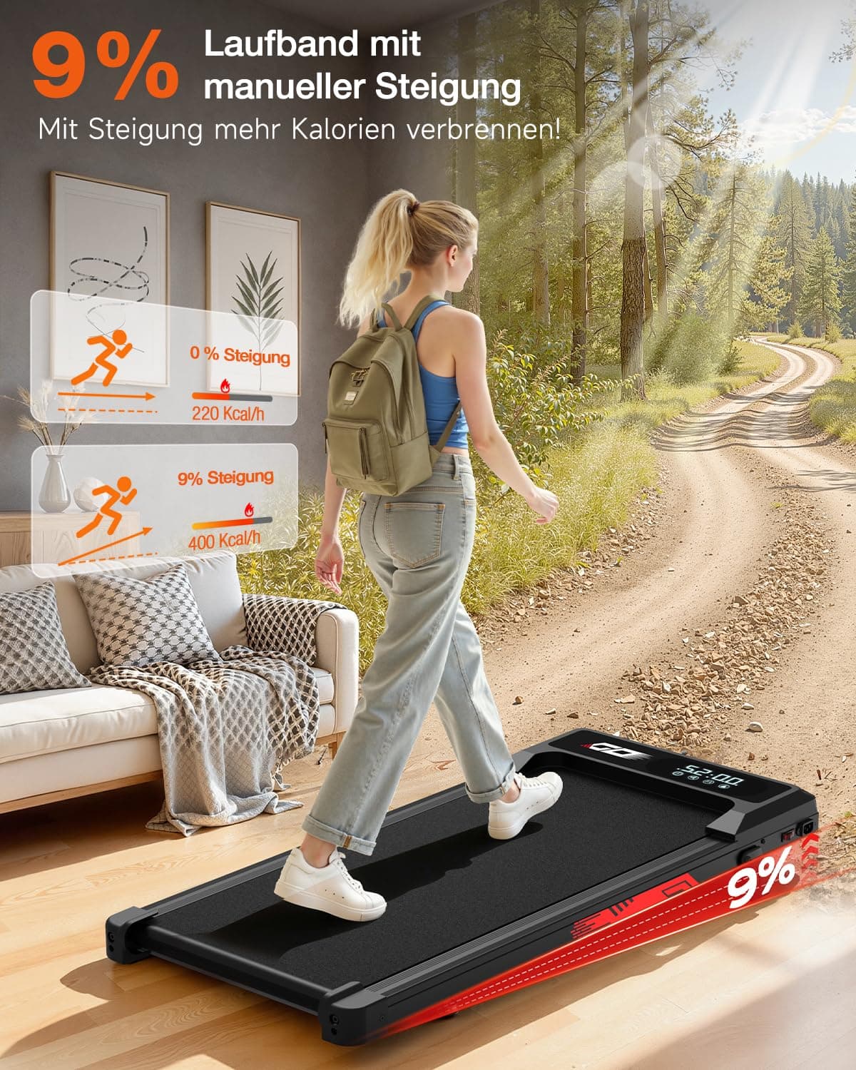 ApexPrime Sports Laufband klappbar elektrisch mit 9 % Steigung – Bild 2