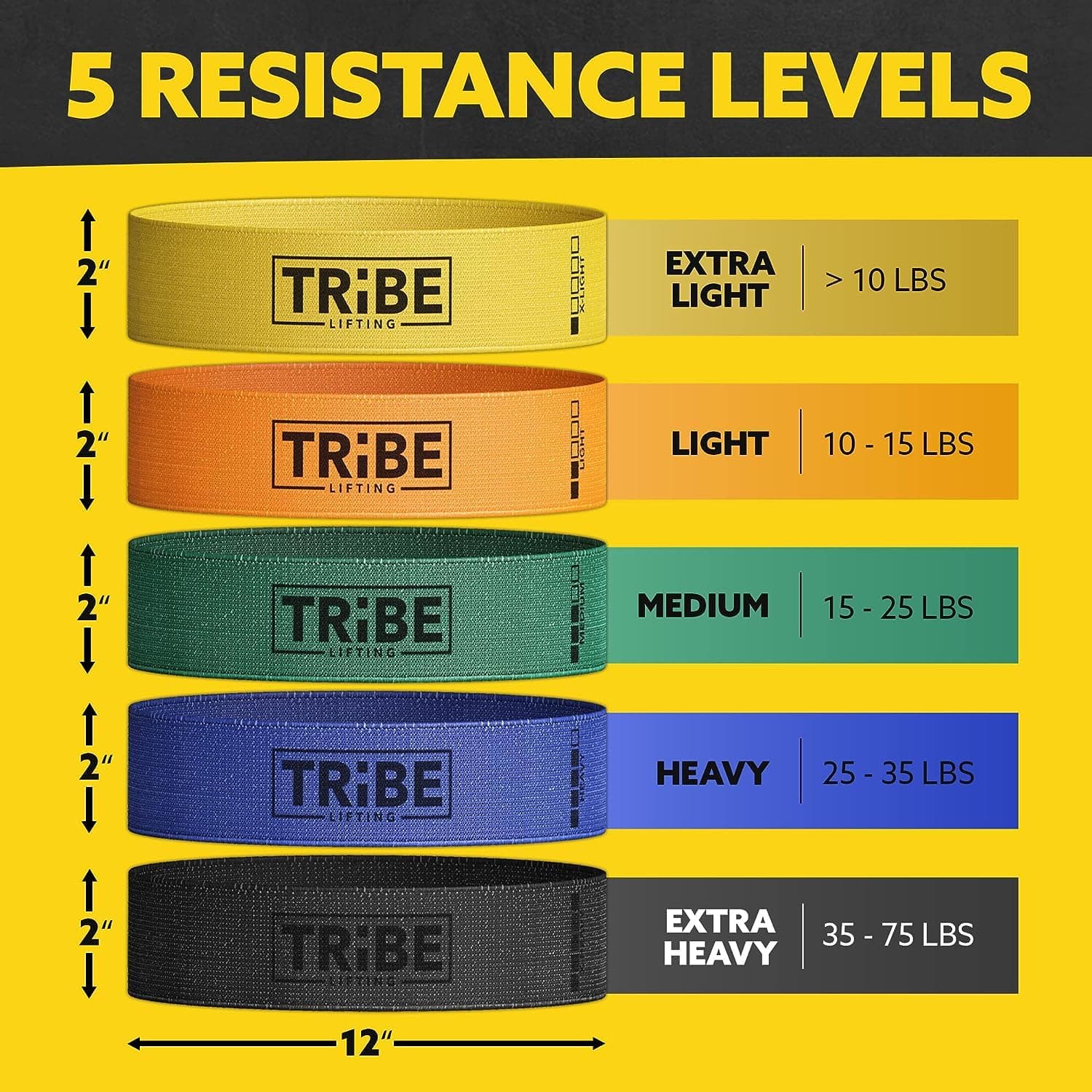 Tribe Lifting Fabric Resistance Bands for Working Out – Bild 2