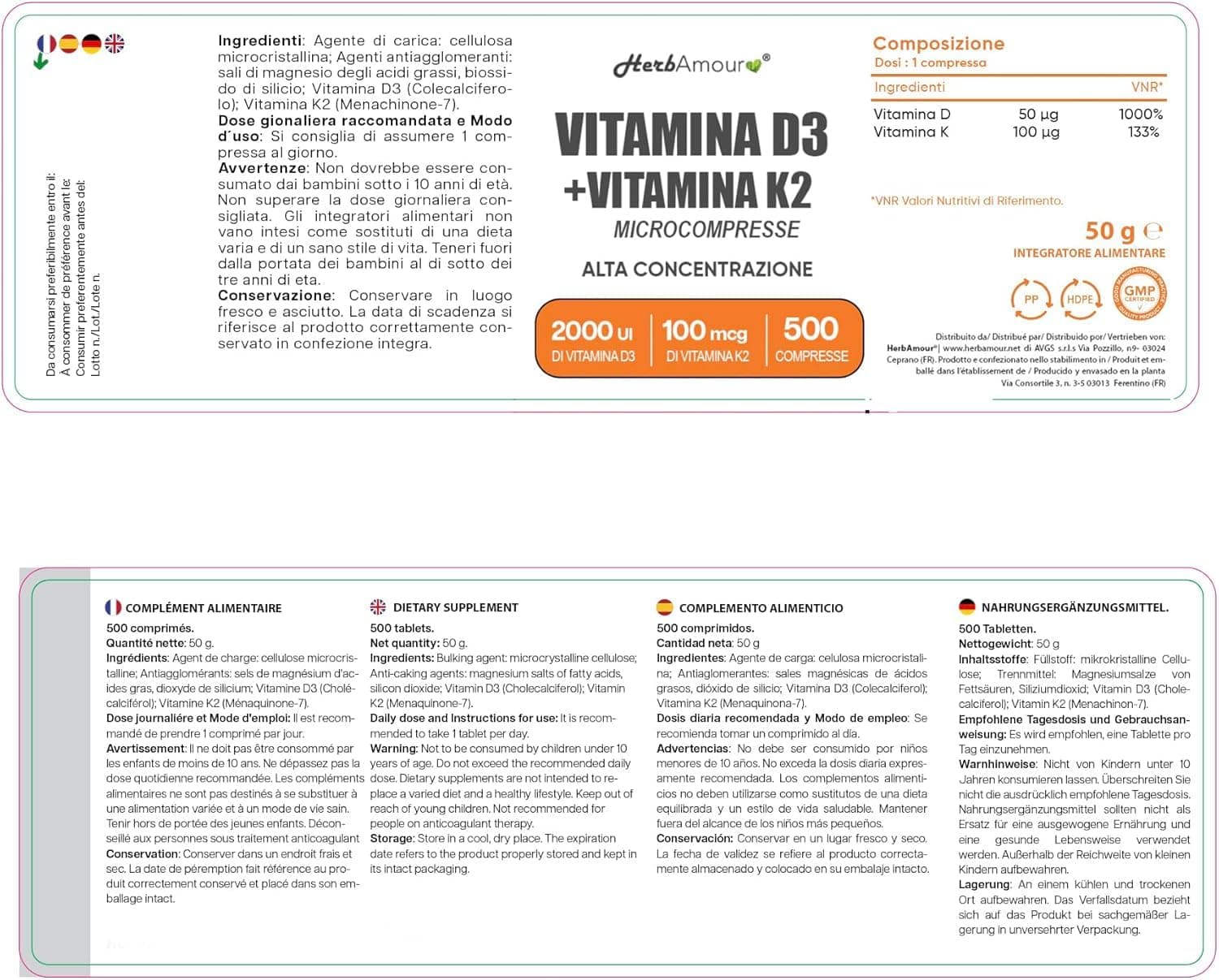 HerbAmour VITAMINE D3 K2 (Stock Pour 1 an et 4 Mois) 500 – Bild 7