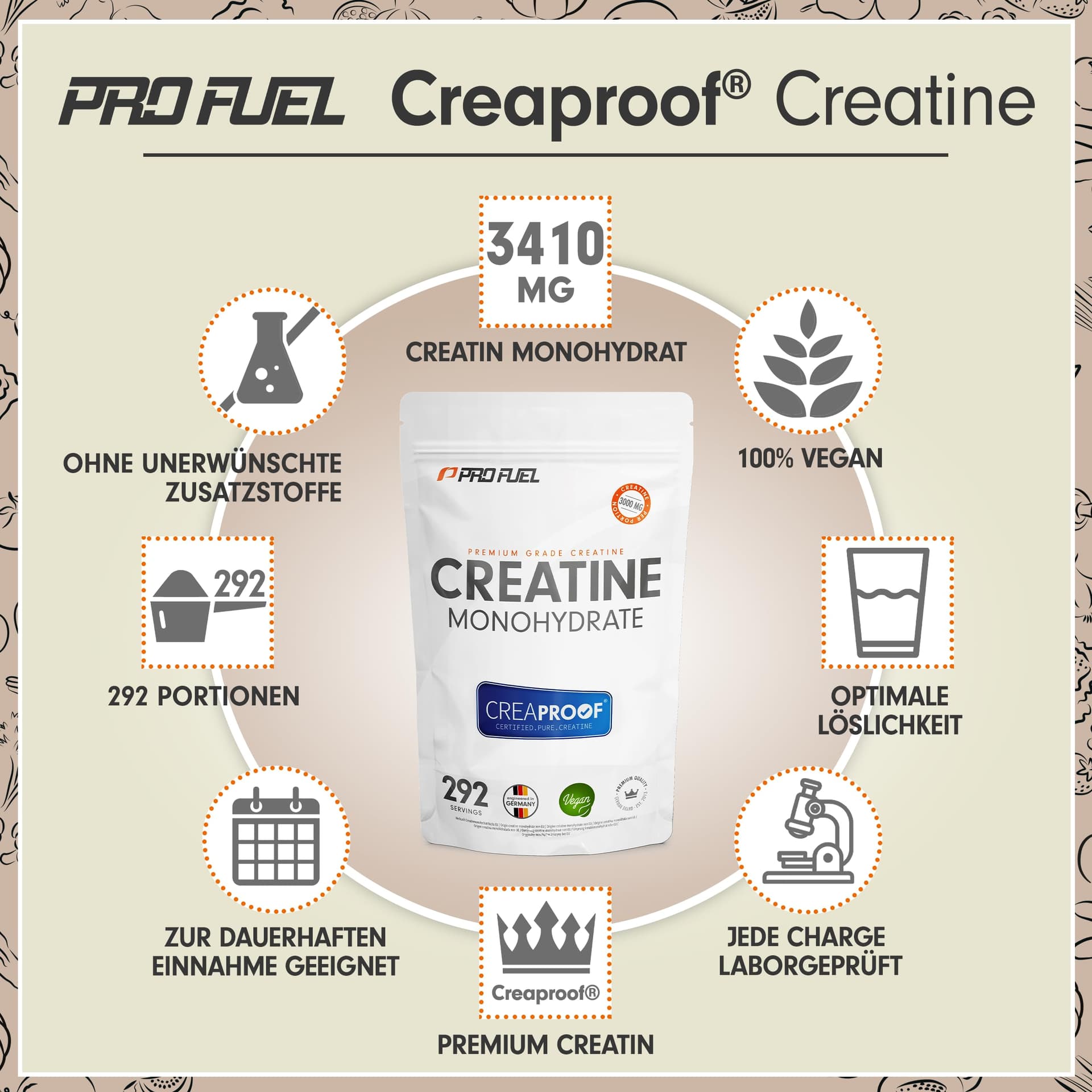 ProFuel CREAPROOF® Creatin Monohydrat 1000g – Bild 2