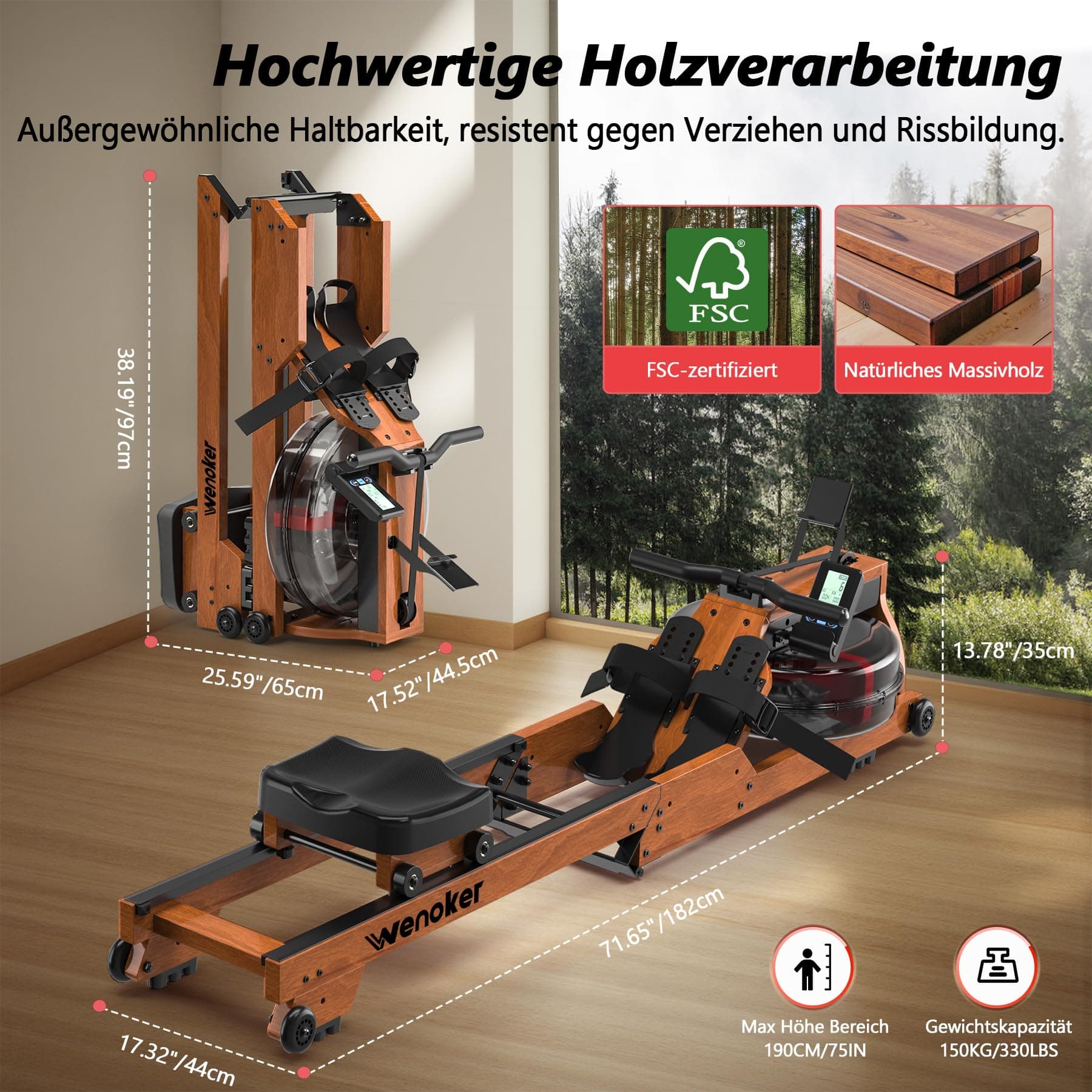 Wenoker Wasser Rudergerät aus FSC-Massiv-Eiche – Bild 6