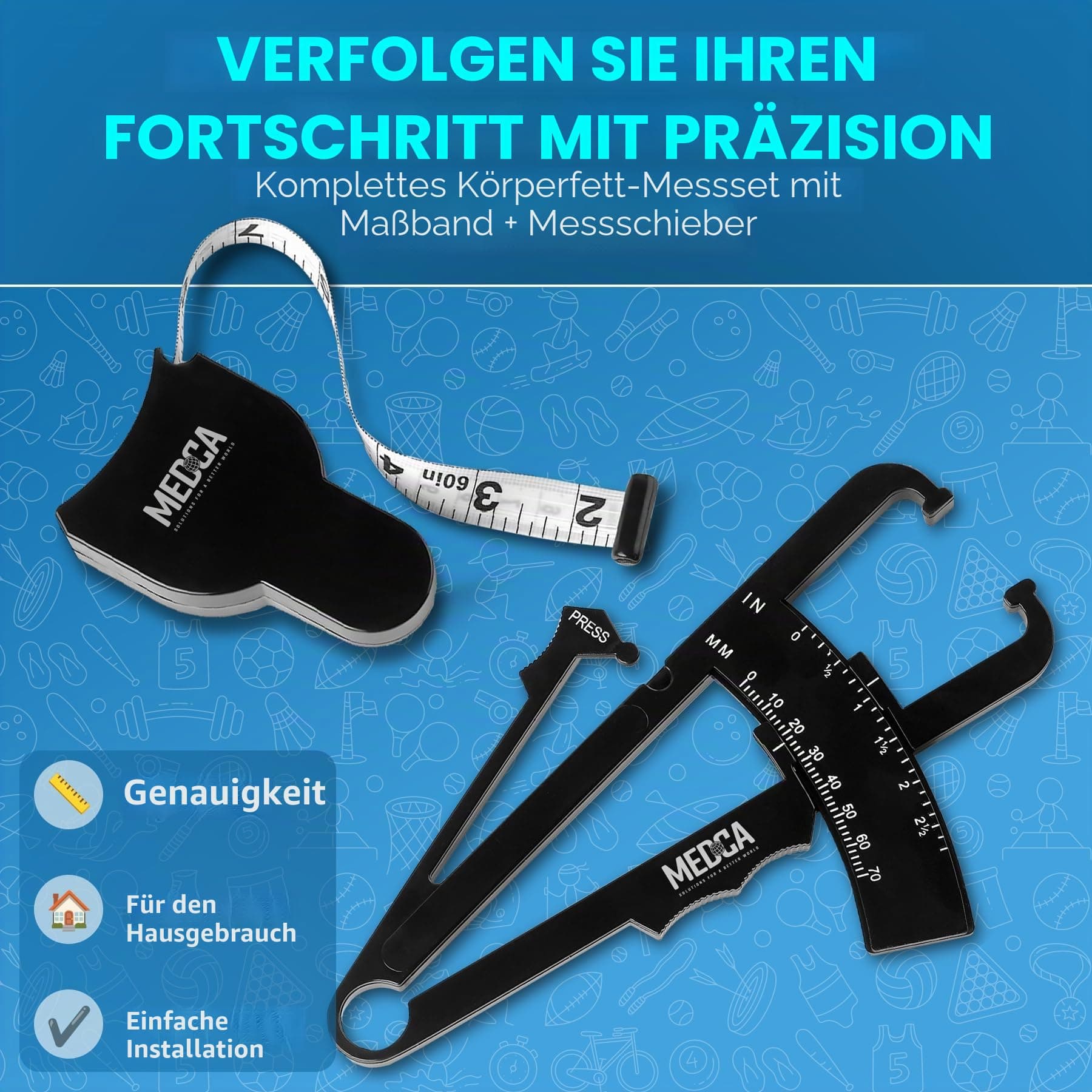 MEDca Körperfettmessschieber und Maßband für den Körper – Bild 8