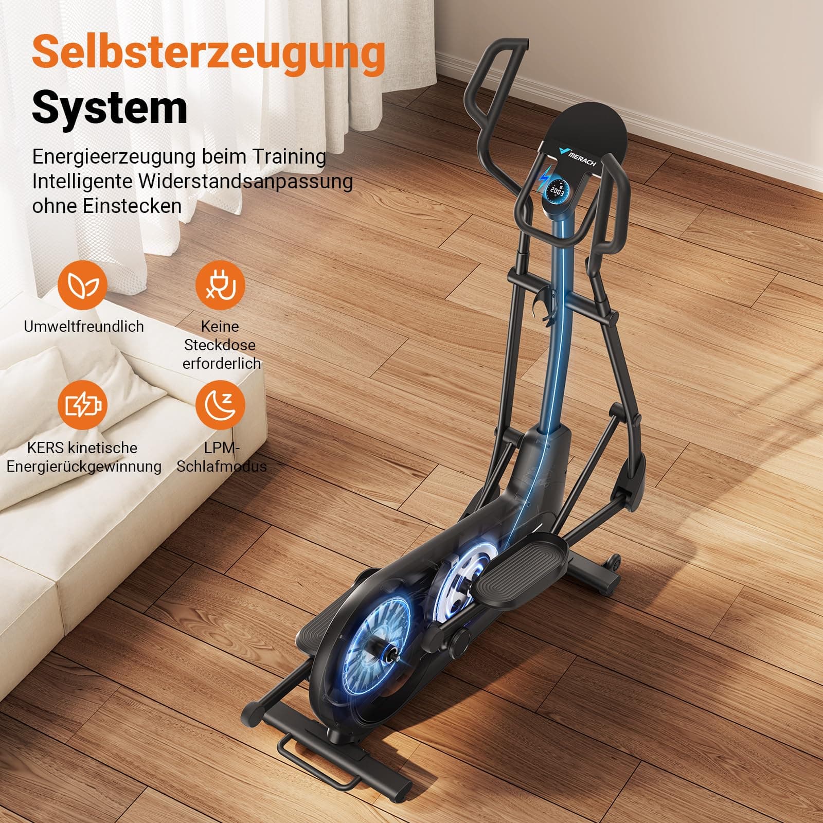 MERACH Umweltfreundlich Crosstrainer für Zuhause mit 47 cm – Bild 3