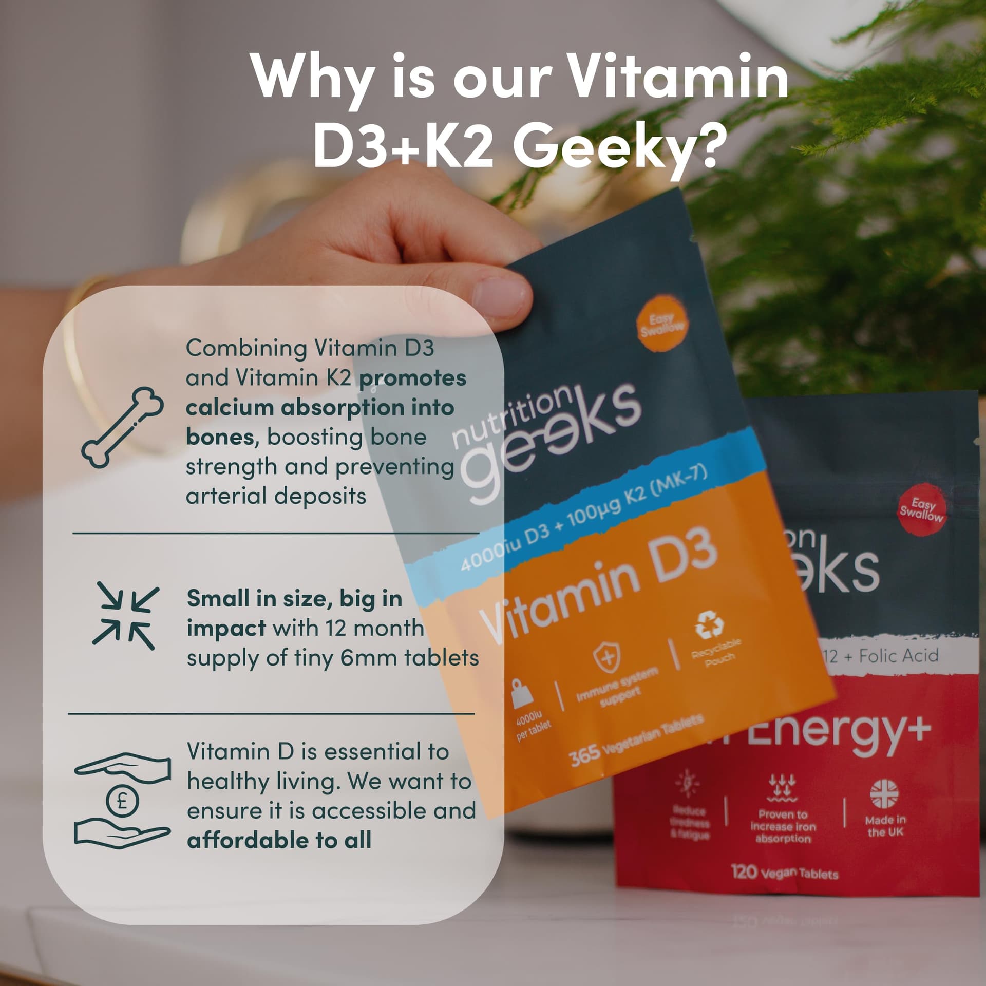 Nutrition Geeks Vitamin D3 4000 iu & Vitamin K2 MK7 100μg – Bild 2