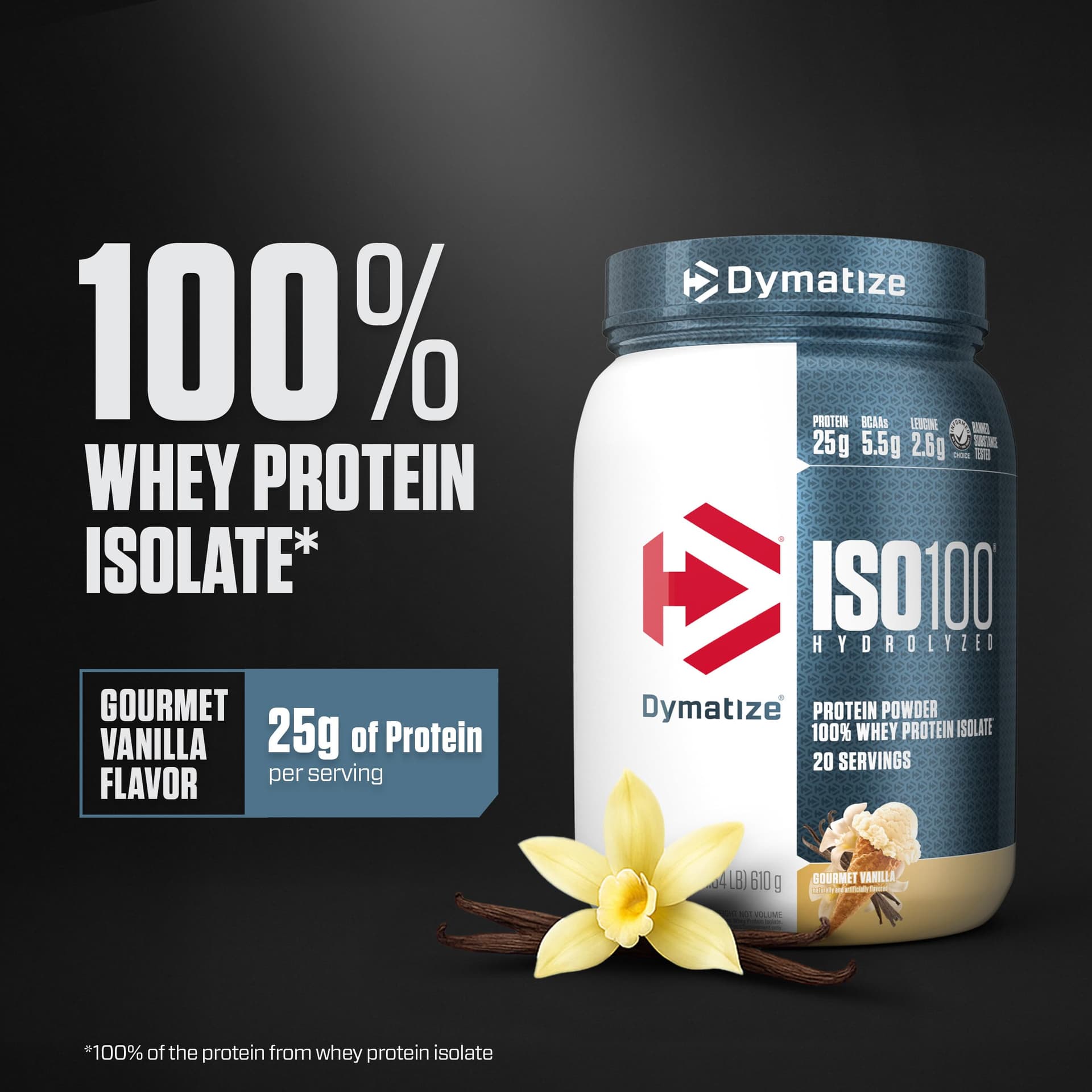 Dymatize ISO100 Whey Protein Powder Isolate, Gourmet Vanilla, 25g – Bild 2