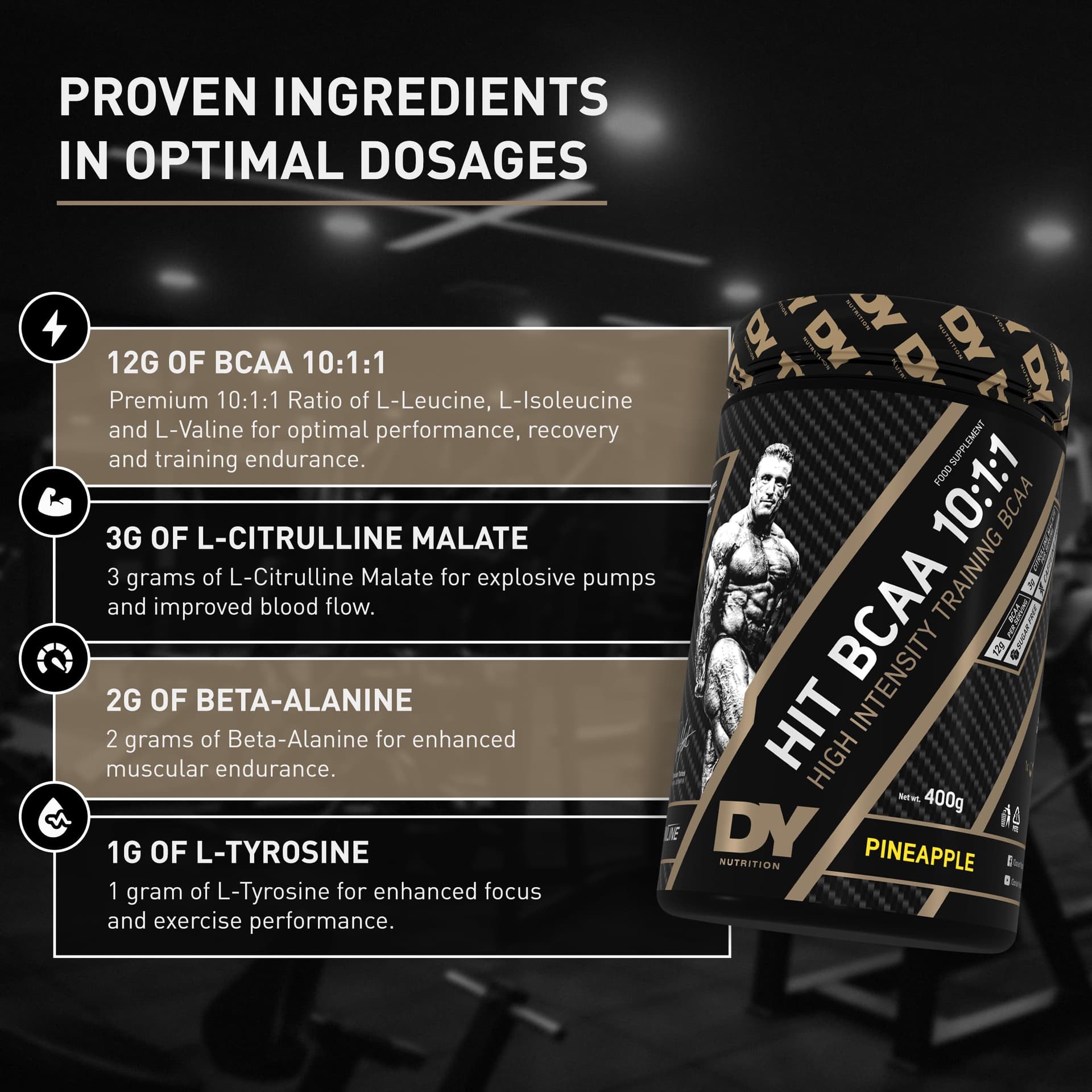 DY Nutrition Dorian Yates HIT BCAA 10:1:1, Orange - 400g – Bild 3